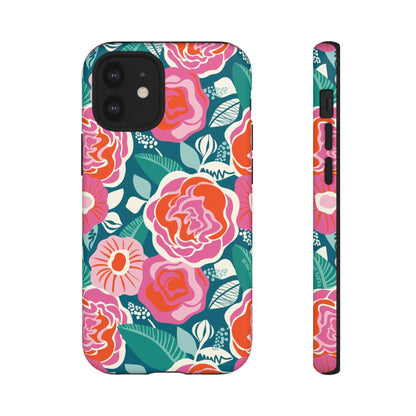 Tea Rose Teal iPhone Tough Case