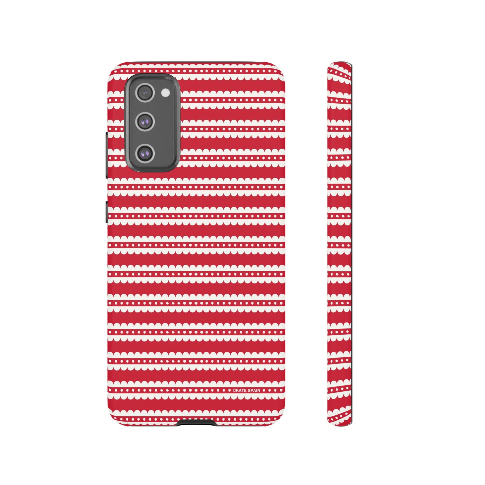 Candy Cane Stripe Samsung Galaxy S20 FE Case – Matte | red, cream scalloped candy cane stripe print