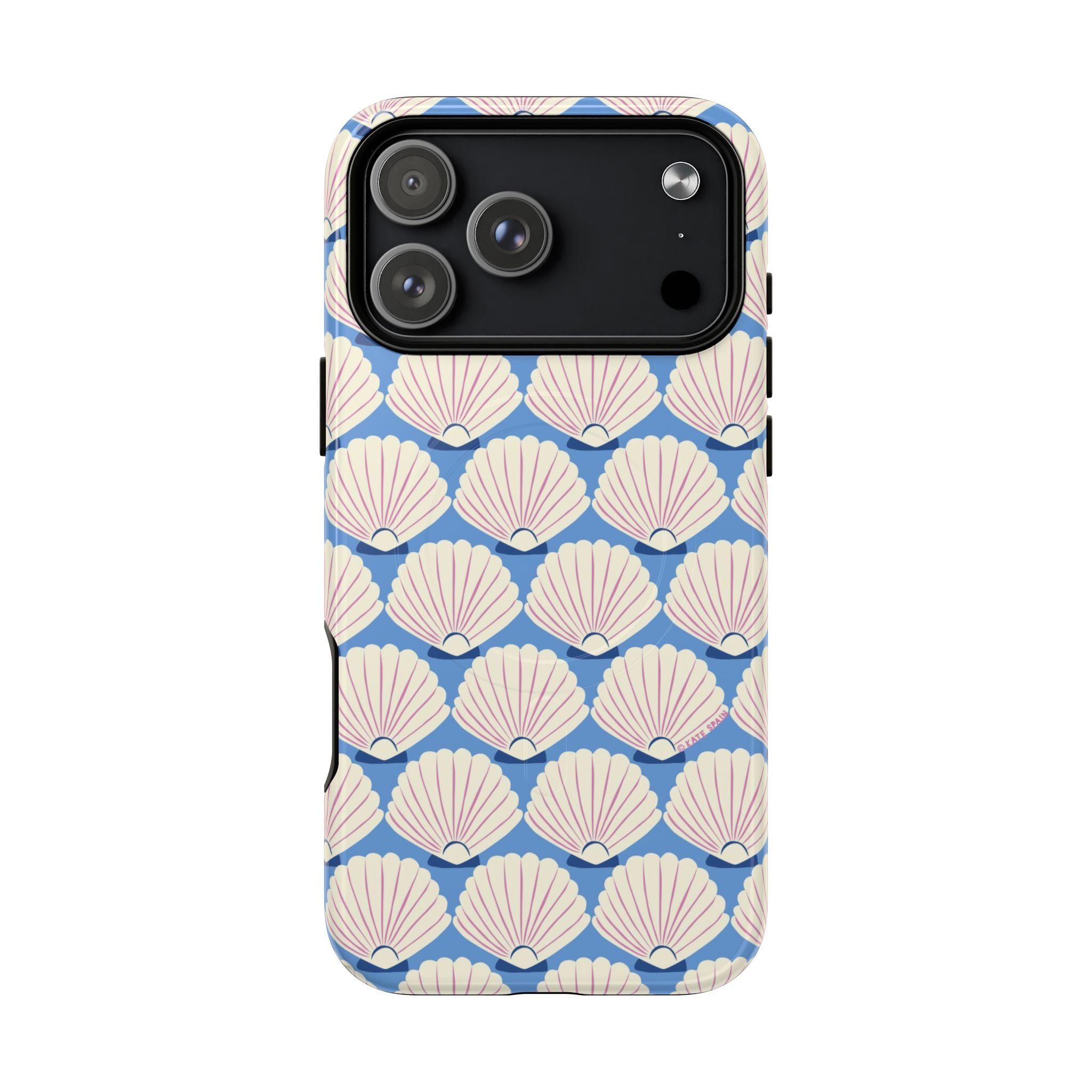 Seashells MagSafe iPhone 17 Pro Max Case – Glossy | periwinkle, cream, blush scallop shell print