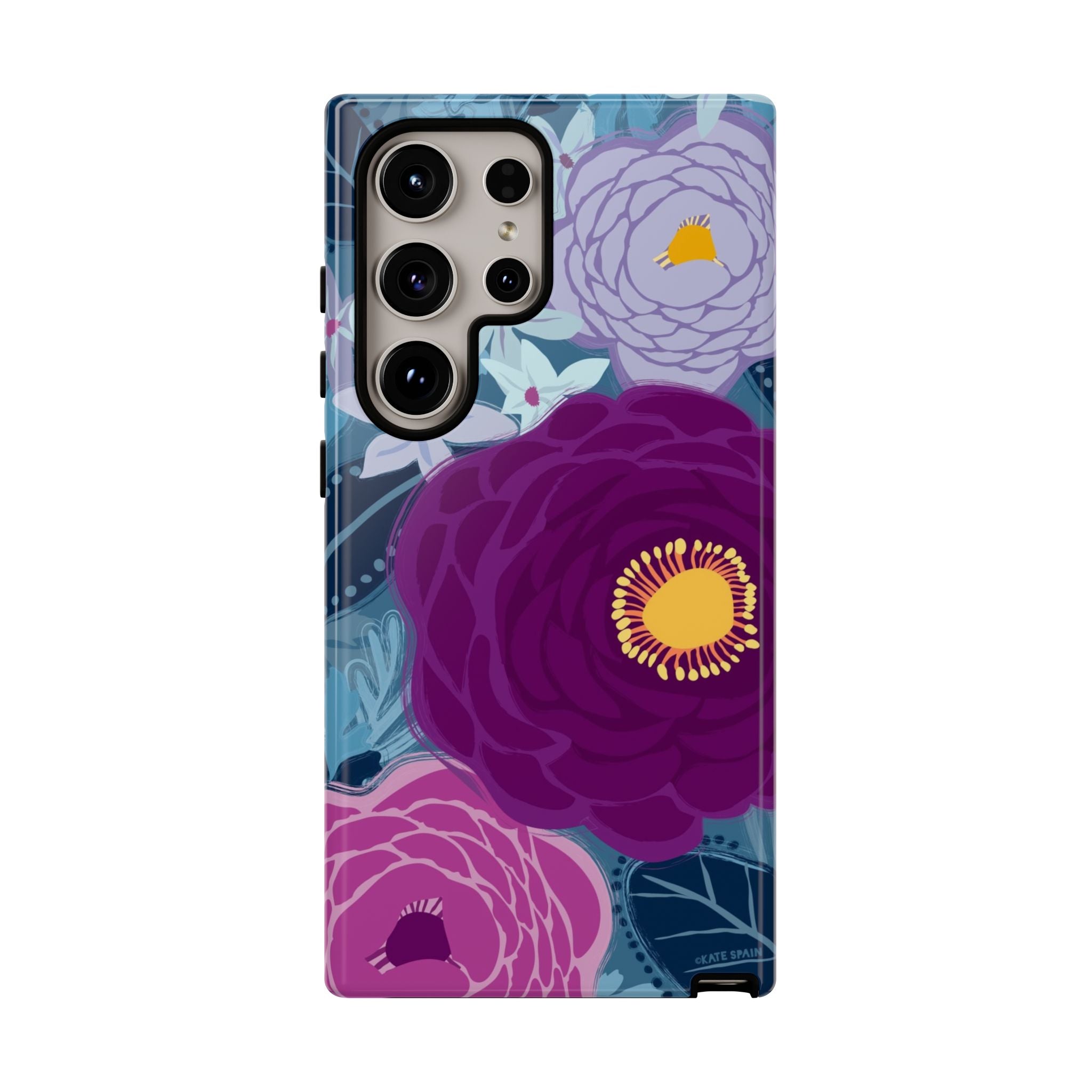 Bloomerie Samsung Tough Case Samsung Galaxy S24 Ultra Case – Matte | navy, purple, magenta botanical peony floral print
