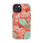 Sarabande MagSafe iPhone 13 Case – Glossy | coral, pink, cream, green botanical floral print