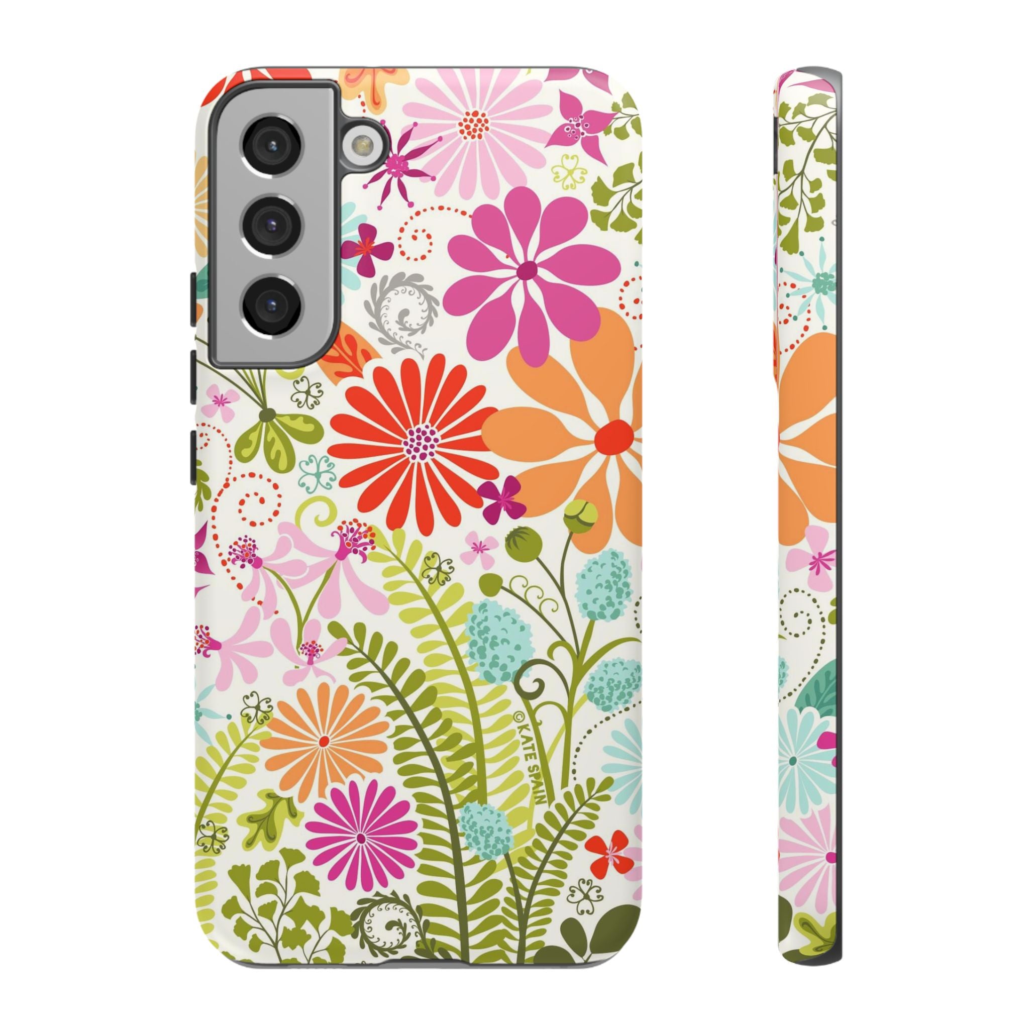 Luxury Terrain Samsung Galaxy S22 Plus Case – Matte | white, magenta, coral botanical woodland floral print