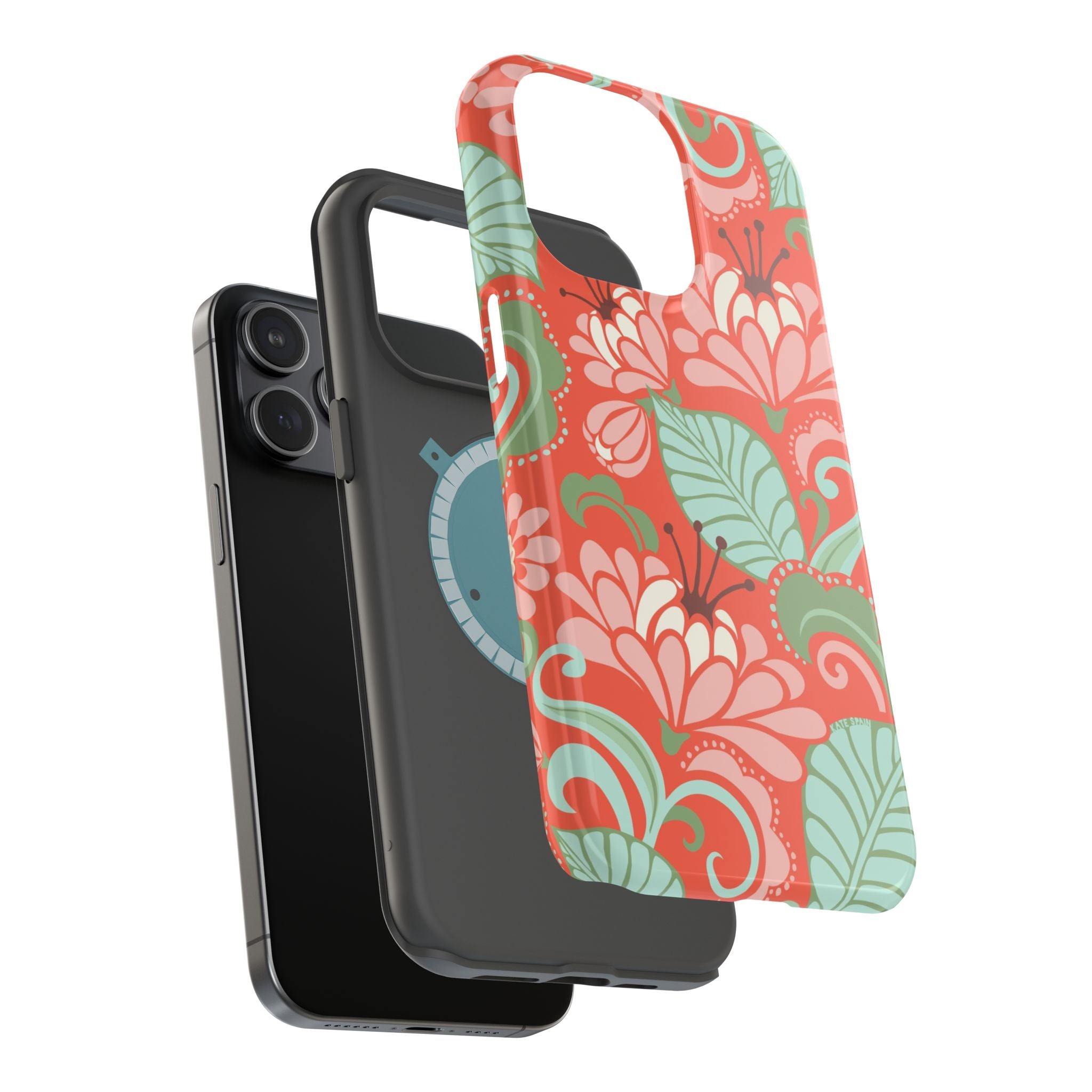 Sarabande MagSafe tough case lifestyle shot - floral sarabande design protection for iPhone
