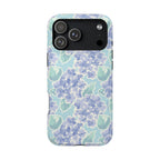 Nantucket Hydrangea MagSafe iPhone 17 Pro Max Case – Glossy | periwinkle, sky blue, mint hydrangea floral print