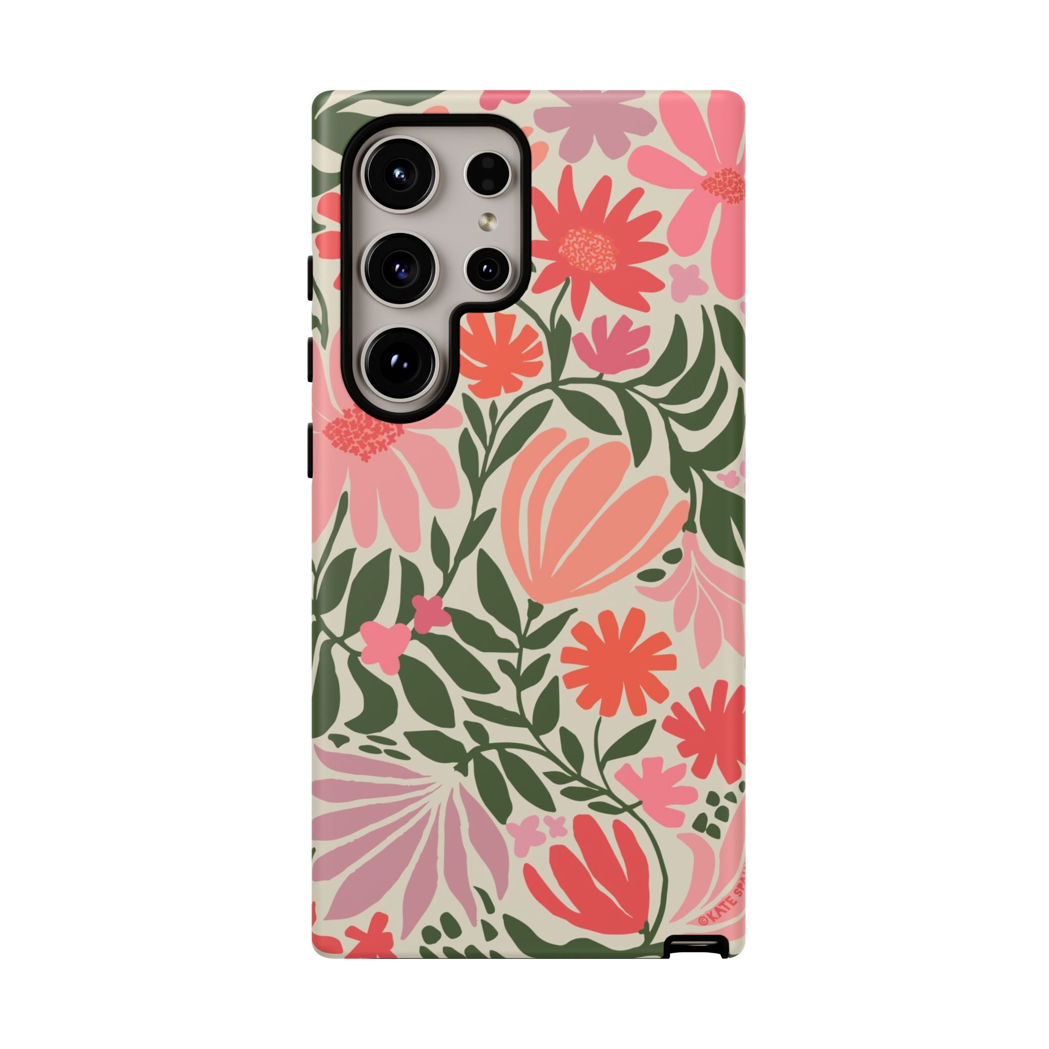 Luxury Botanica Samsung Galaxy S24 Ultra Case – Matte | cream, coral, pink botanical wildflower print
