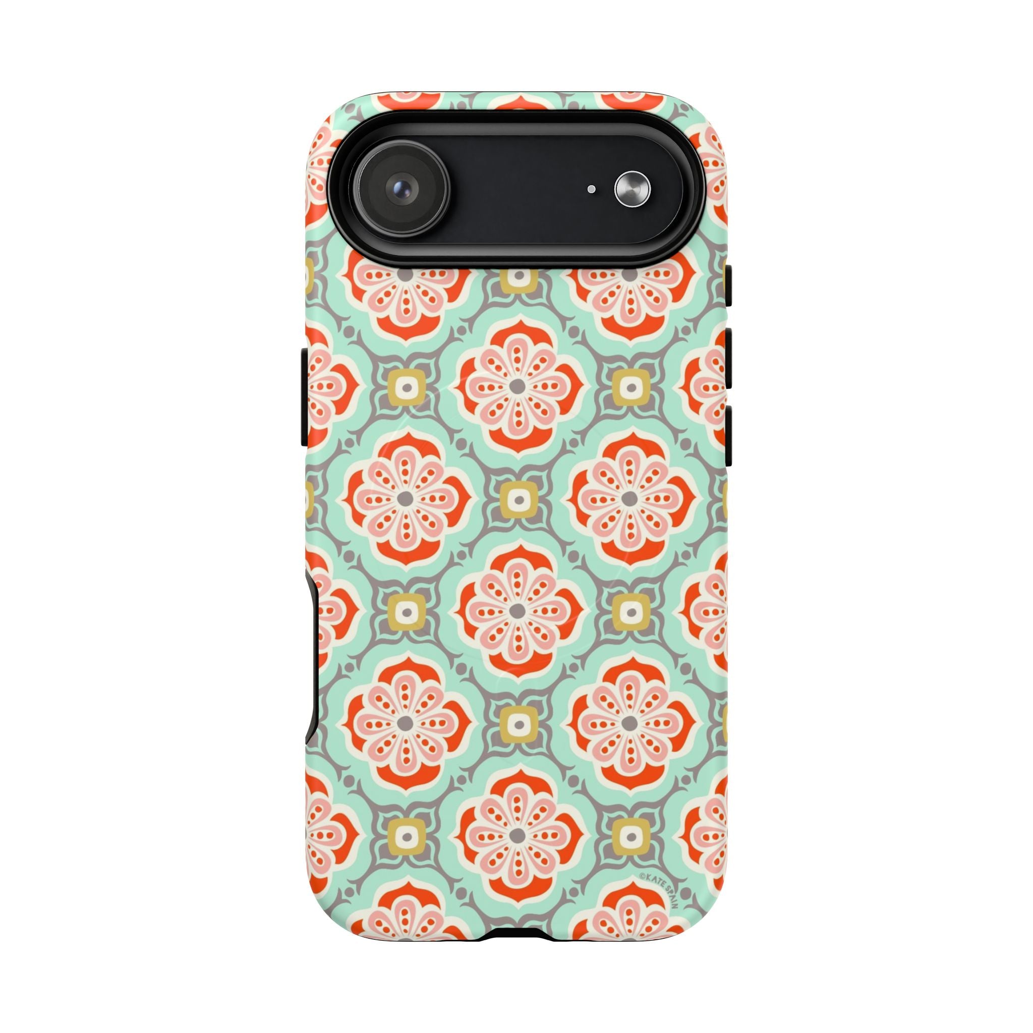 Alhambra MagSafe iPhone 17 Air Case – Matte | aqua, coral, blush geometric medallion floral print