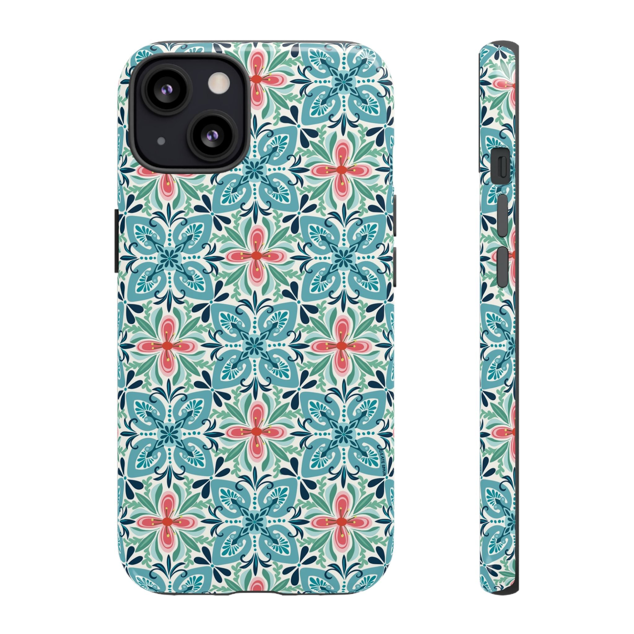 Stonecrop Tough iPhone 13 Case – Matte | sage, cream, blush botanical succulent print