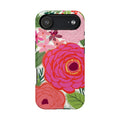 Bloomerie MagSafe iPhone 17 Air Case – Glossy | cream, magenta, coral botanical peony floral print