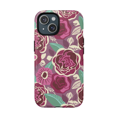 Tea Rose Burgundy Tough Magnetic Phone Case