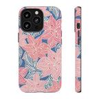 Hibiscus Lagoon Tough iPhone 13 Pro Case – Matte | coral, blush, cream, dusty blue hibiscus botanical print