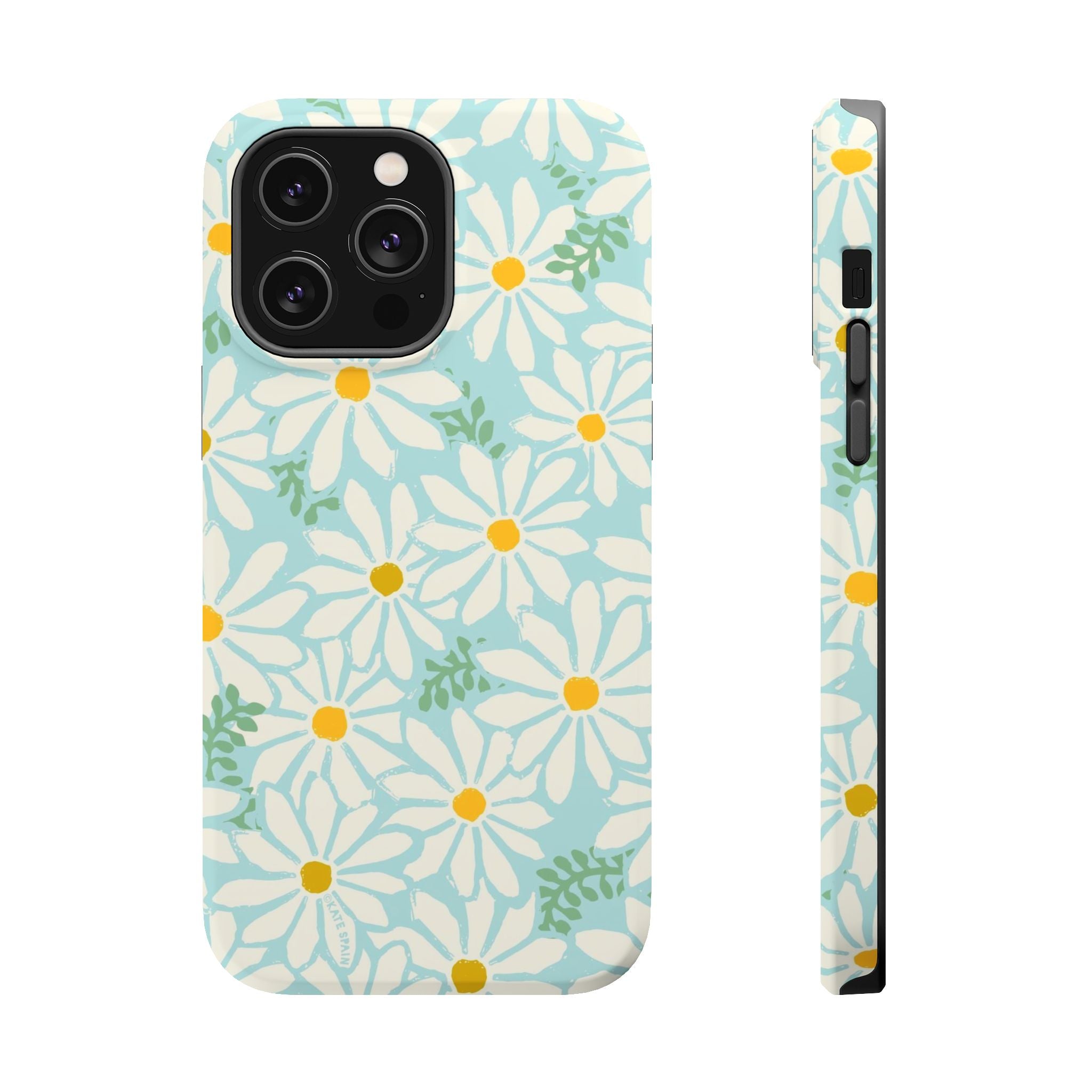 Daisies MagSafe iPhone 14 Pro Max Case – Matte | white, yellow, aqua watercolor daisy print