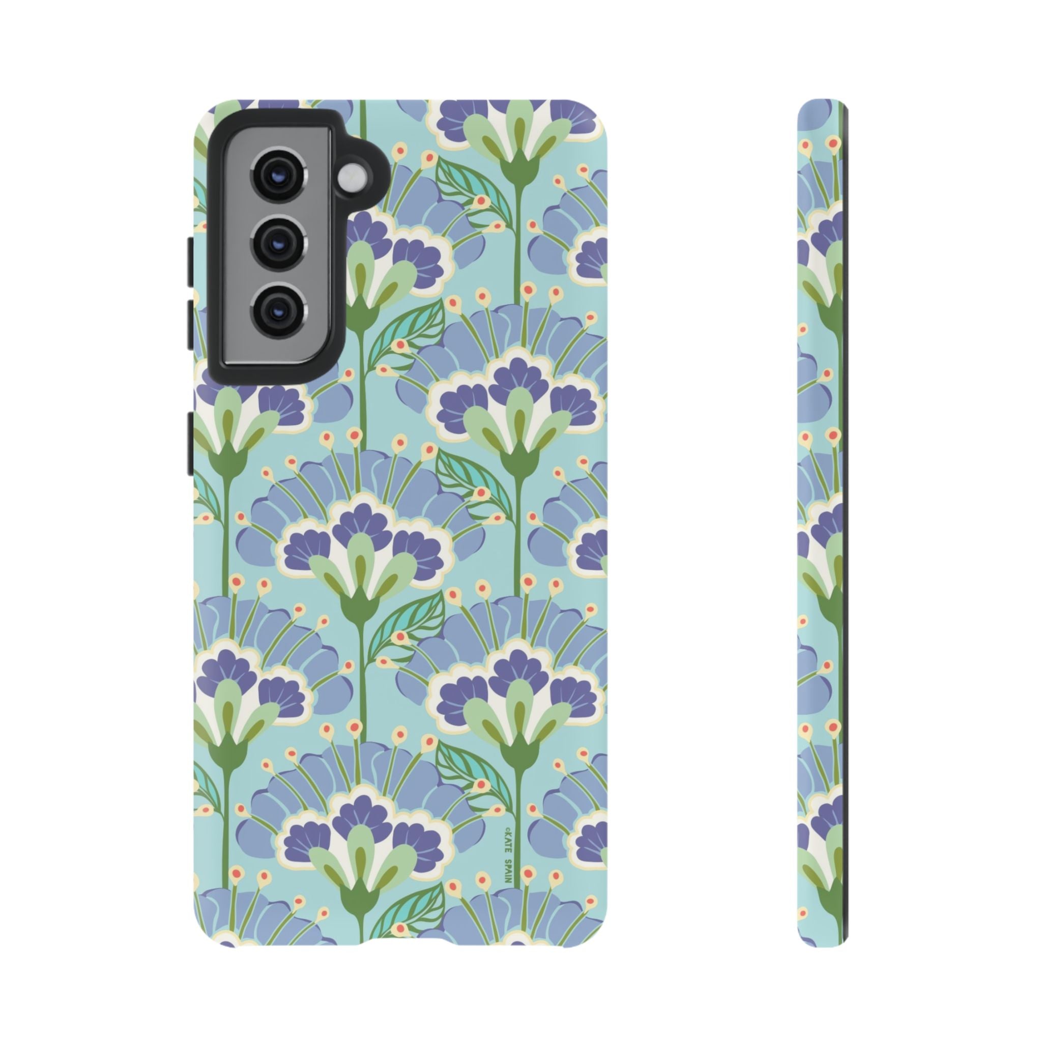 Lantern Flower Samsung Galaxy S21 Case – Matte | light blue, lavender, lime green floral print