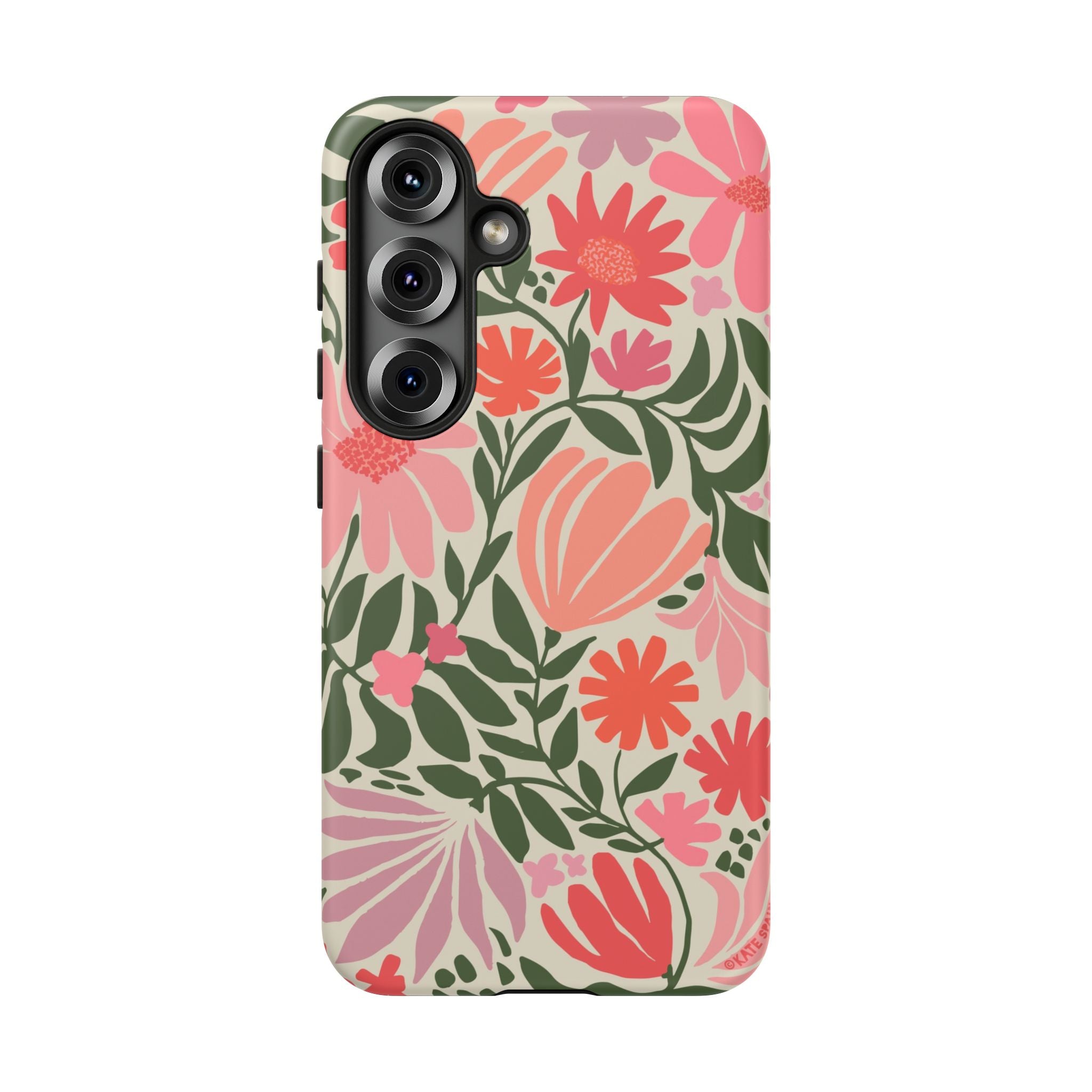 Luxury Botanica Samsung Galaxy S25 Case – Matte | cream, coral, pink botanical wildflower print