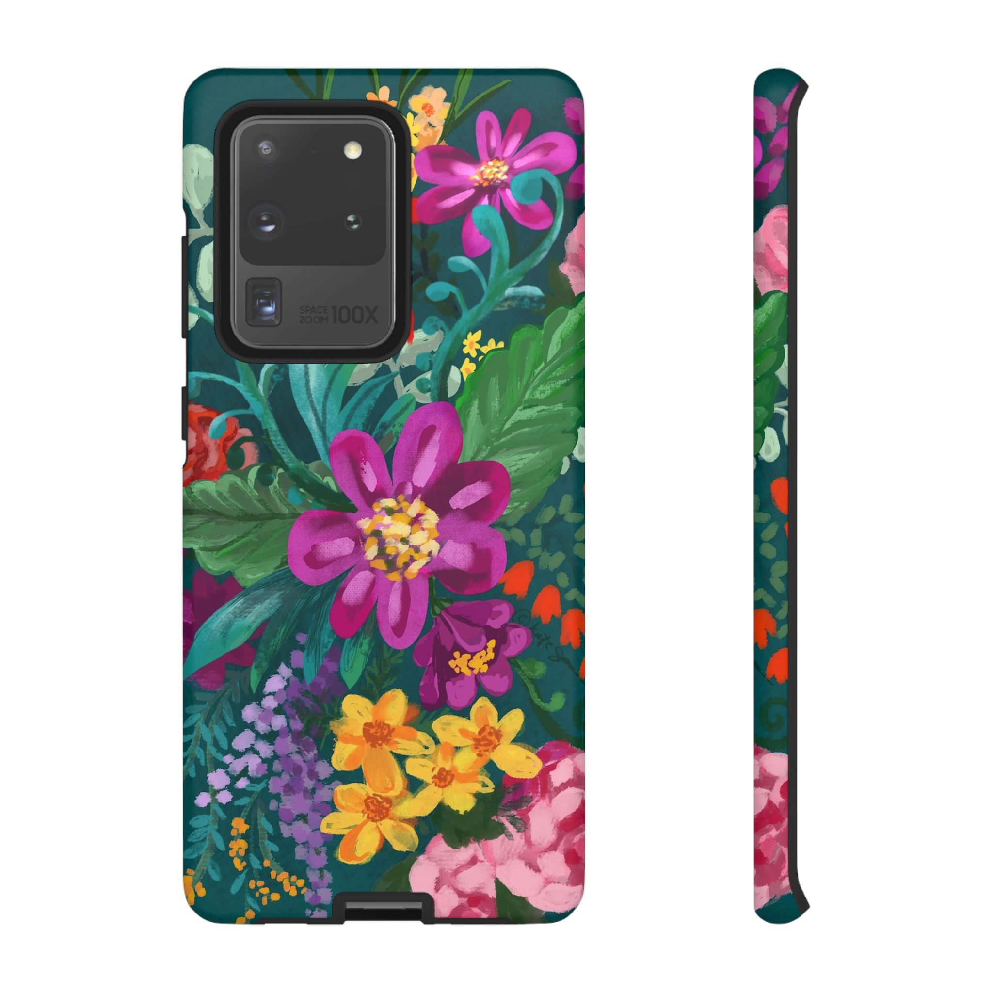 Tropical Posy Samsung Galaxy S20 Ultra Case – Matte | teal, magenta, yellow, pink vibrant botanical floral print