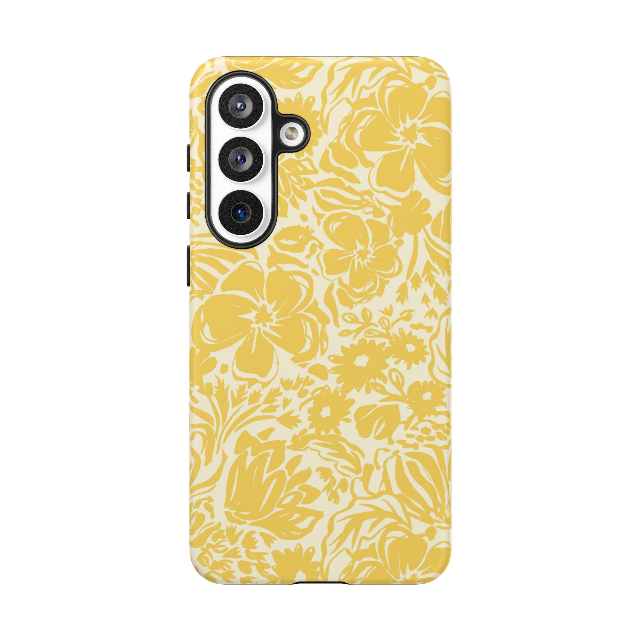 Rhapsody Yellow Samsung Galaxy S26 Plus Matte case — bold golden yellow floral print on cream by Kate Spain