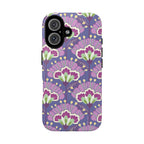 Lantern Flower Tough iPhone 16 Case – Matte | periwinkle, purple, mauve, sage botanical lantern floral print