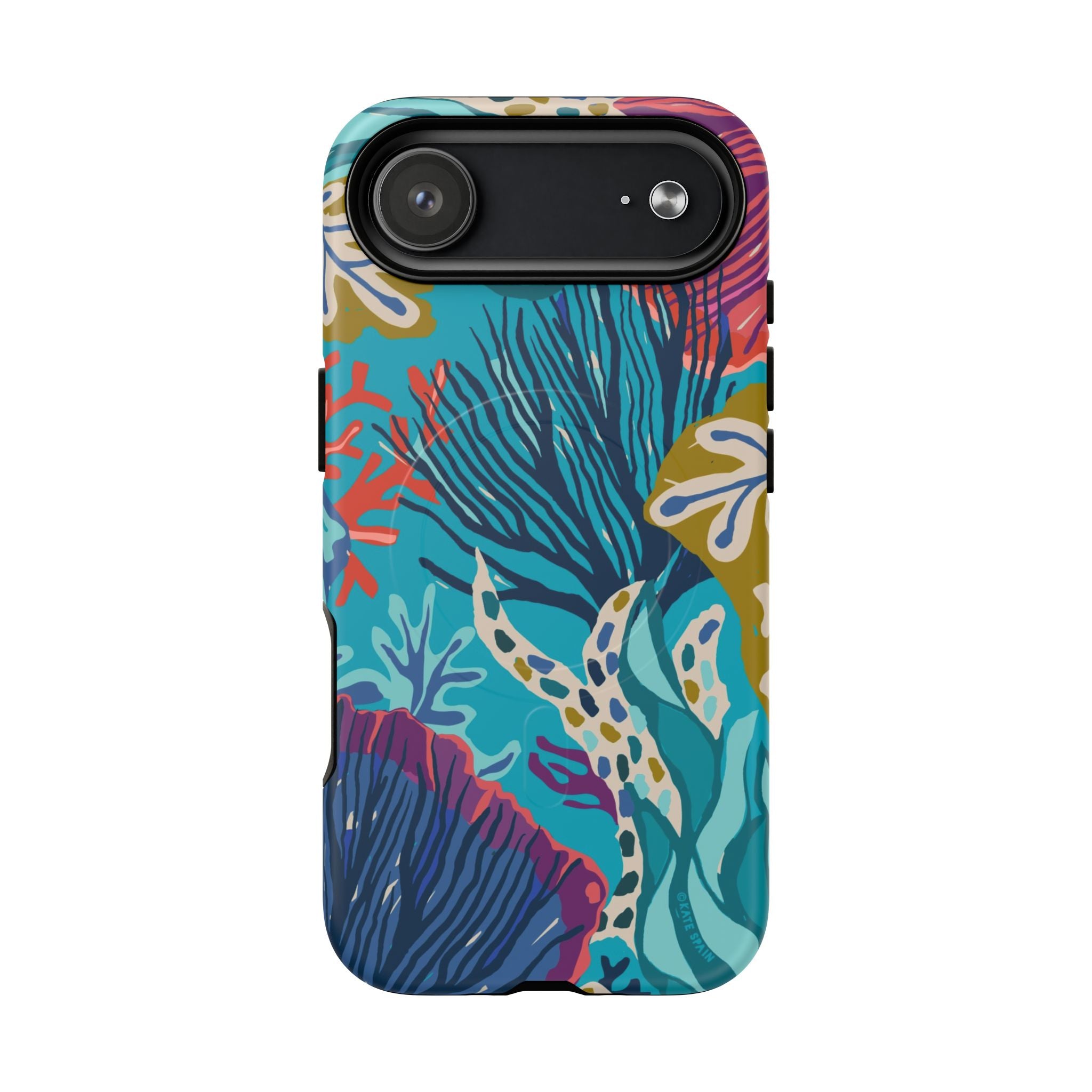 Reef MagSafe iPhone 17 Air Case – Matte | teal, coral, navy, purple botanical coral reef print