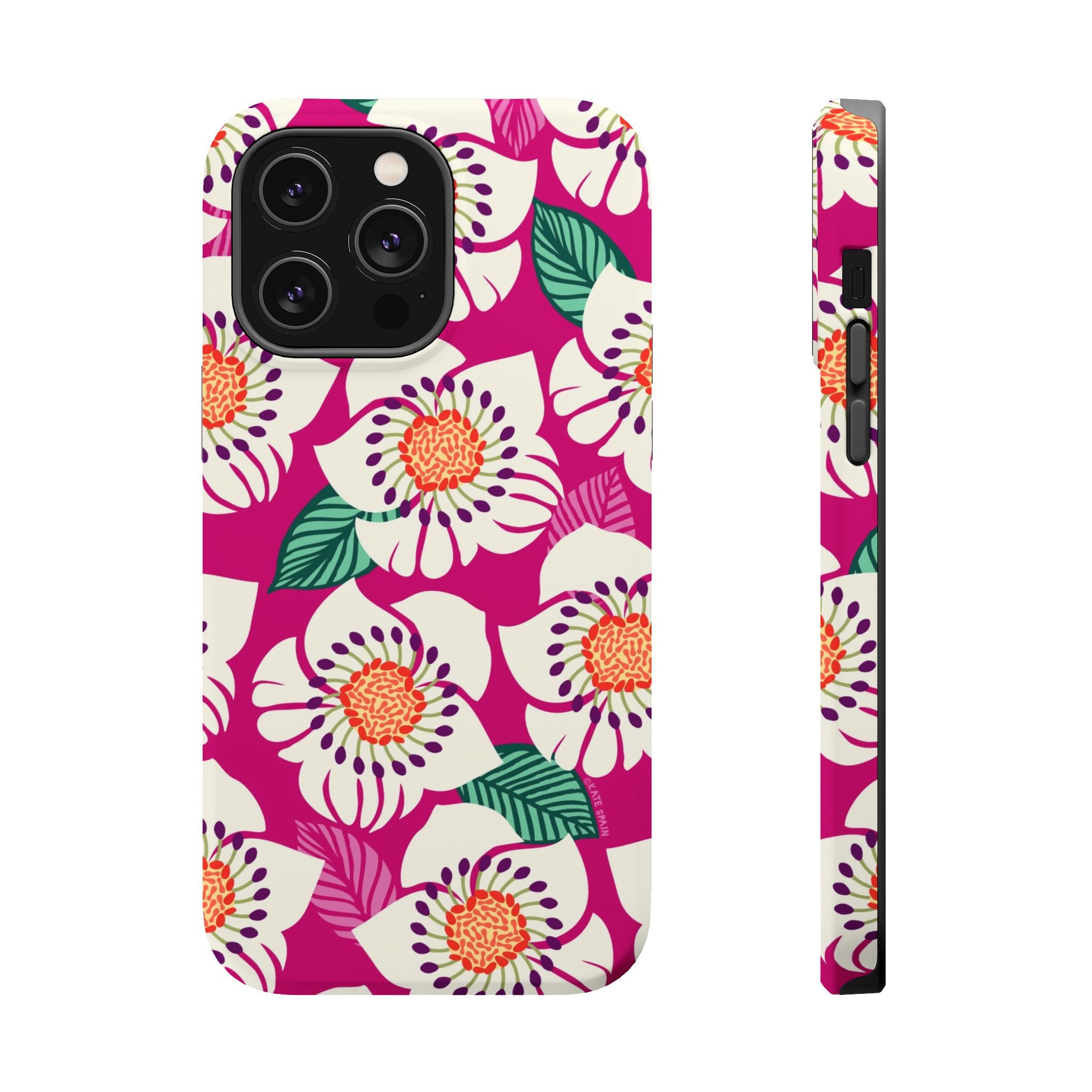 Panache Rose MagSafe iPhone 14 Pro Max Case – Matte  | berry, cream white, peach anemone floral print