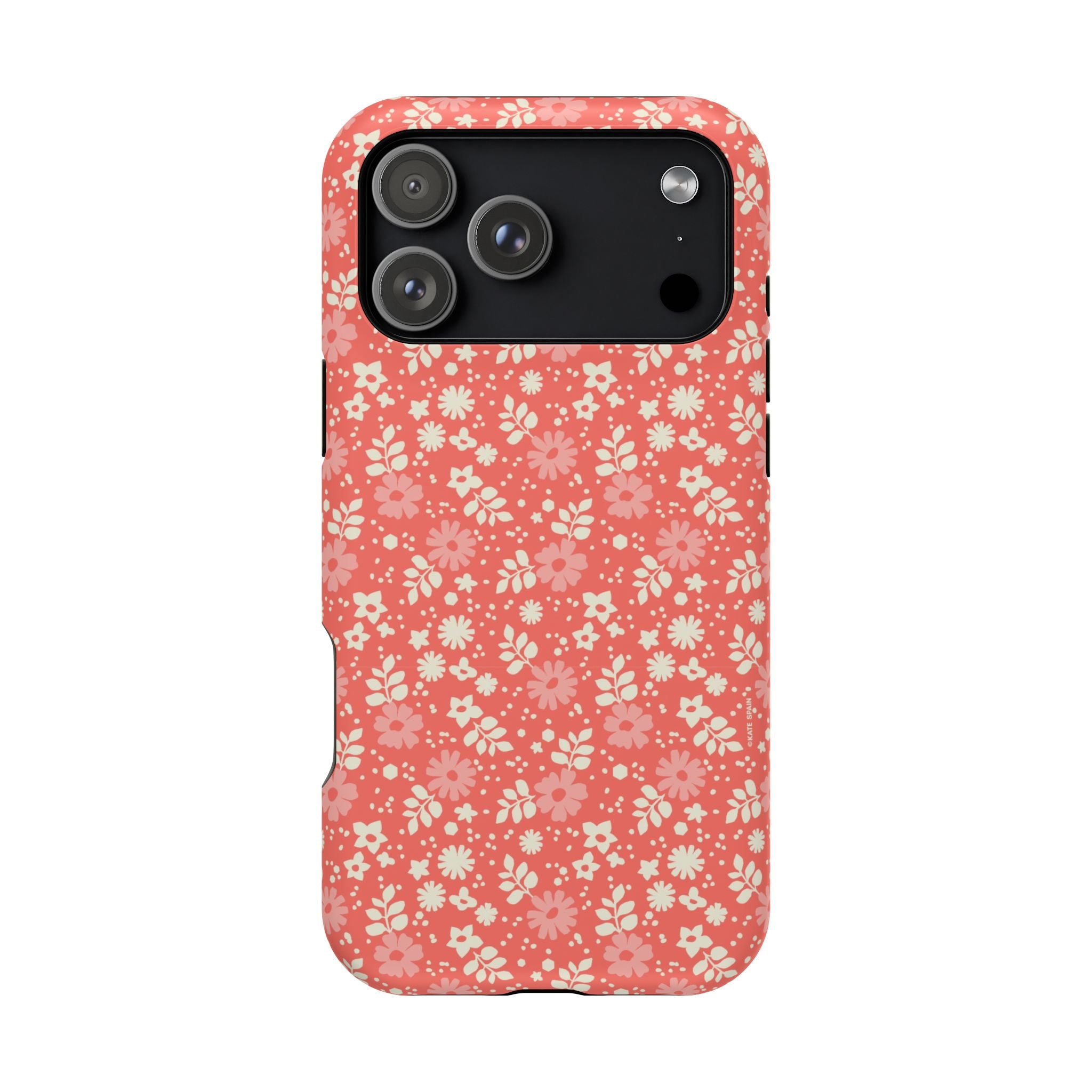 Petaline MagSafe iPhone 17 Pro Max Case – Matte | coral, cream, blush dainty ditsy daisy floral print