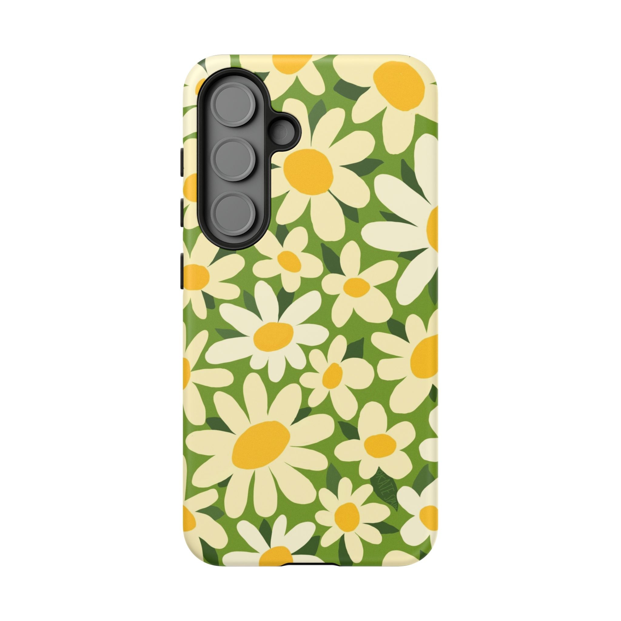 Luxury Shasta Samsung Galaxy S25 Case – Matte | green, white, yellow daisy floral print