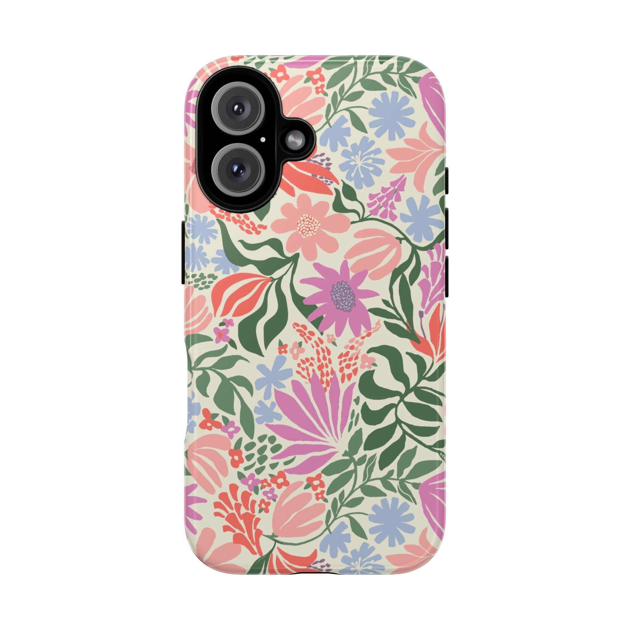 Botanica Pastel Tough iPhone 16 Case – Glossy | blush, lavender, sage pastel botanical wildflower print
