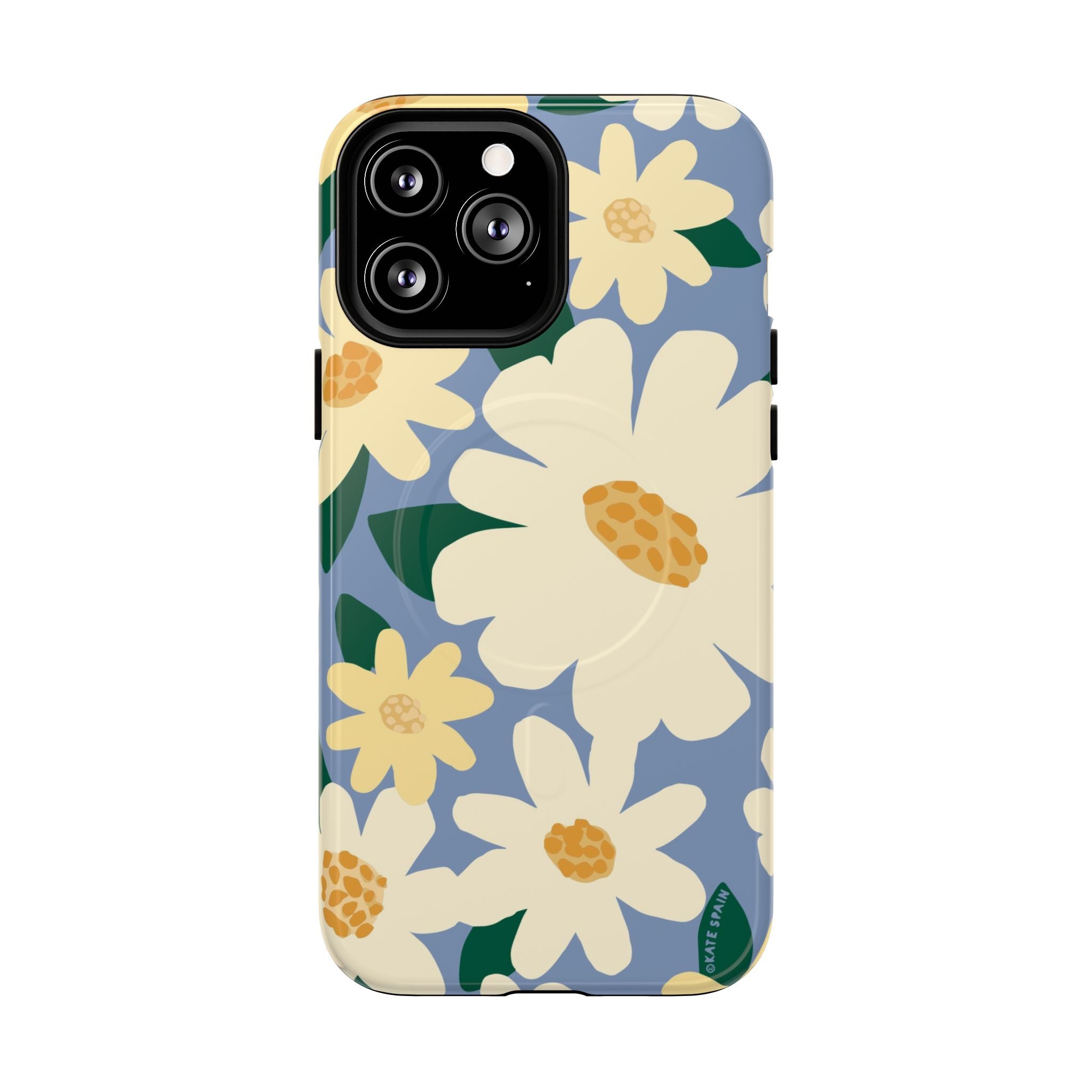 Chamomile MagSafe iPhone 13 Pro Max Case – Glossy | periwinkle, cream, yellow botanical daisy floral print