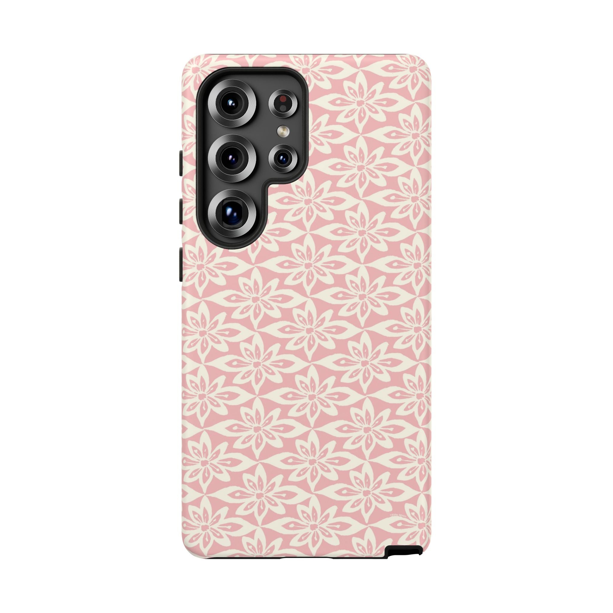 Lily Pastel Pink Samsung Galaxy S25 Ultra Matte case — graphic white lily print on dreamy pastel pink — botanical phone case by Kate Spain