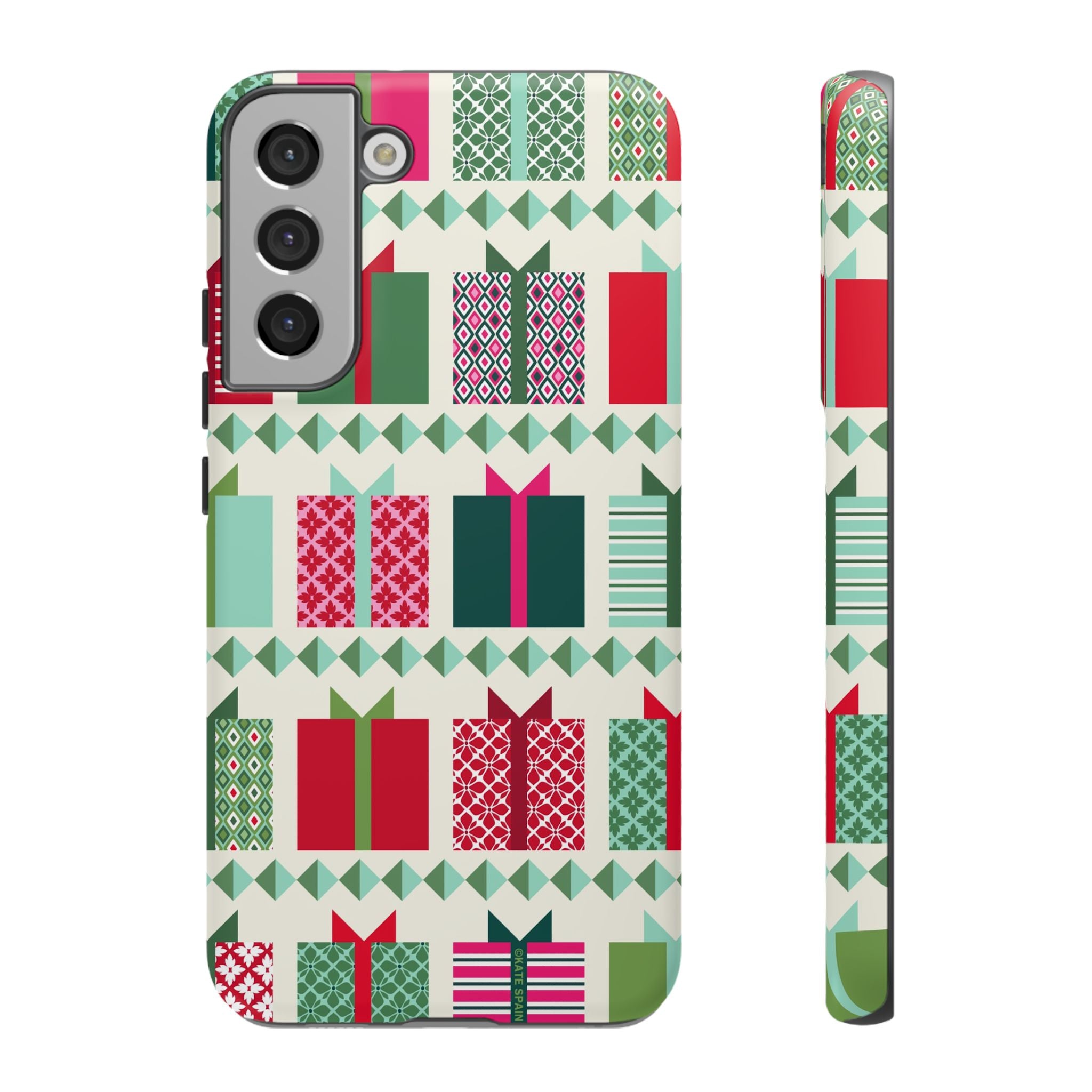 All Wrapped Up Samsung Galaxy S22 Plus Case – Matte | cream, red, pink, green, mint geometric gift wrap holiday print