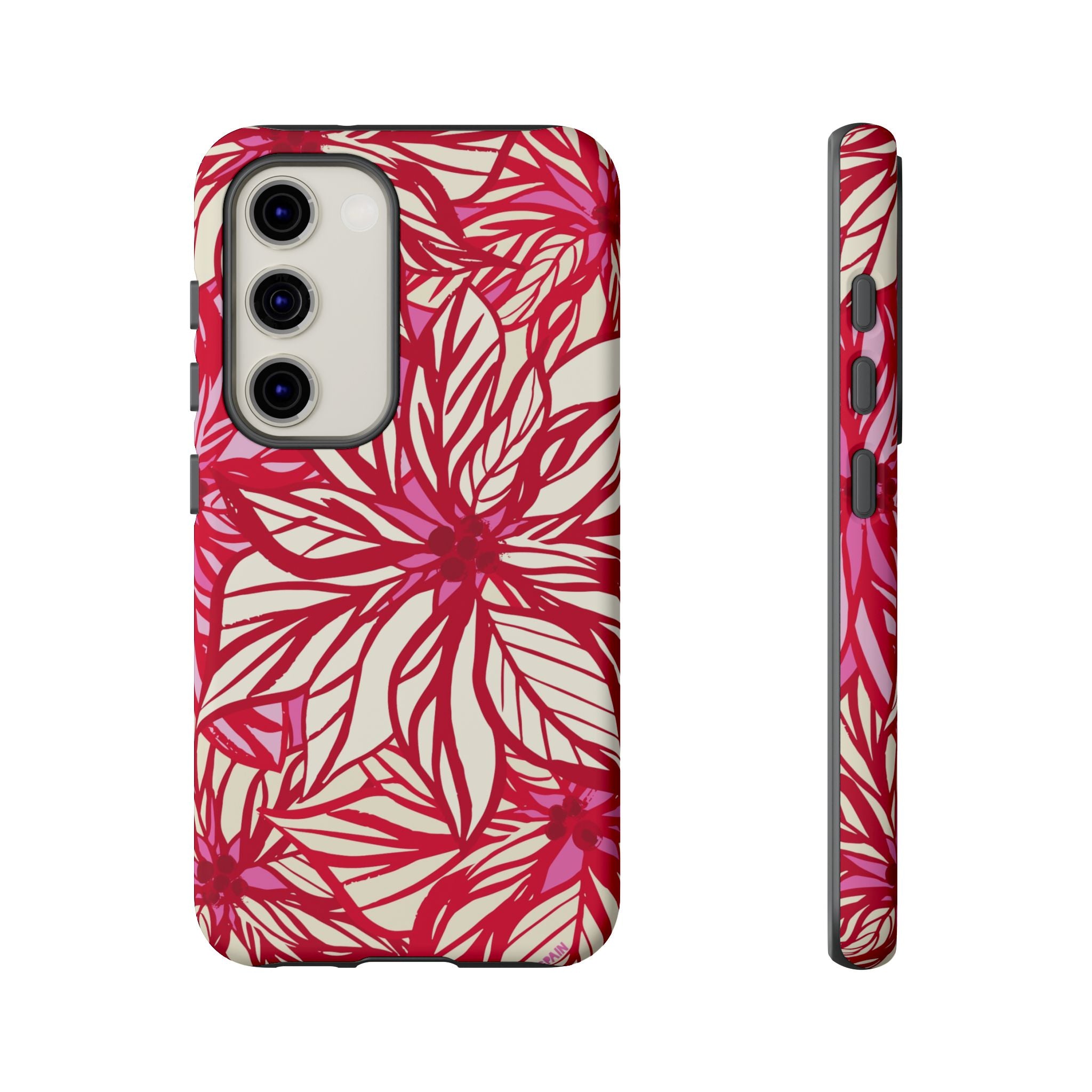 Poinsettia Samsung Galaxy S23 Case – Matte | cream, red, pink poinsettia botanical print