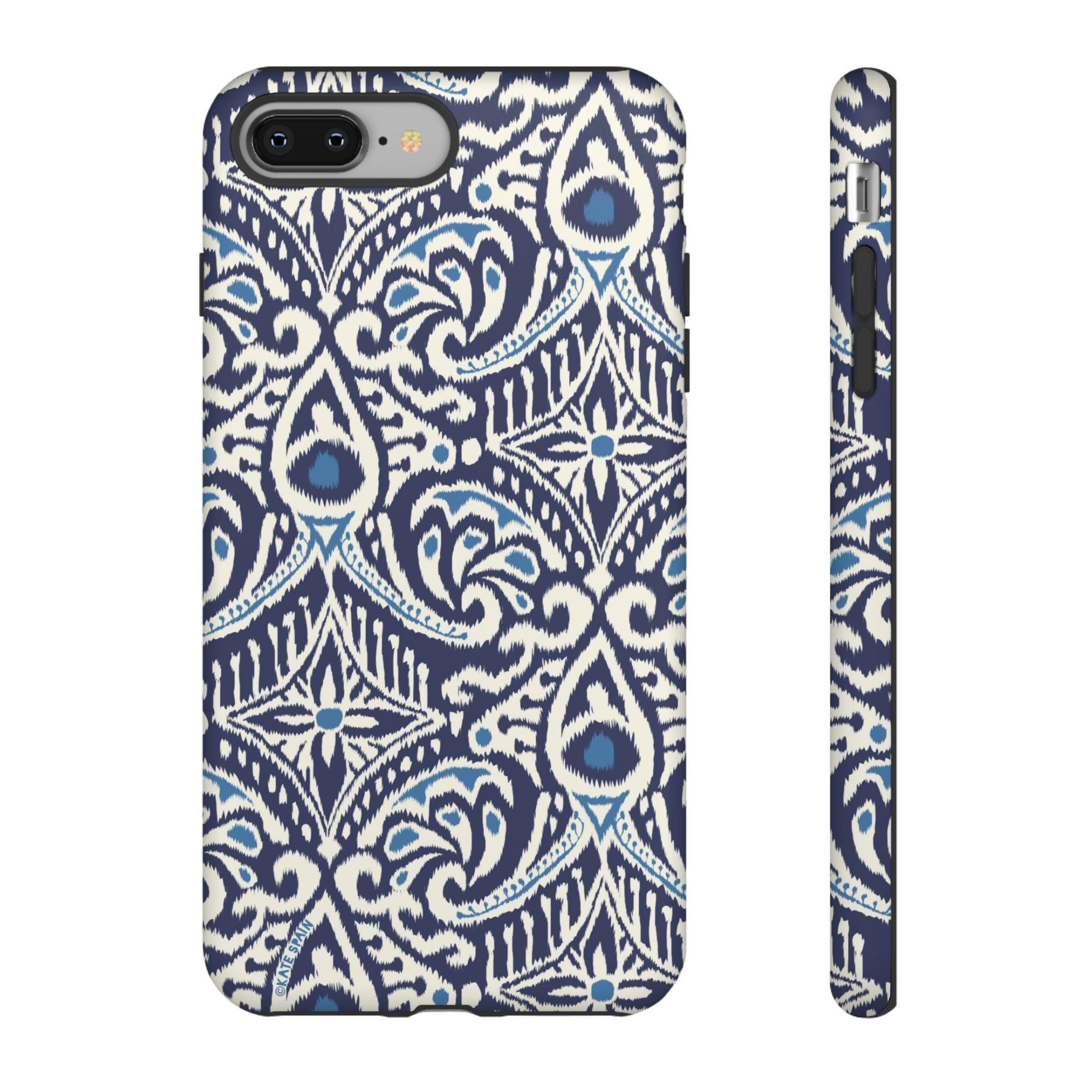 Ikat Tough iPhone 8 Plus Case – Matte | navy, cream, blue ikat medallion print