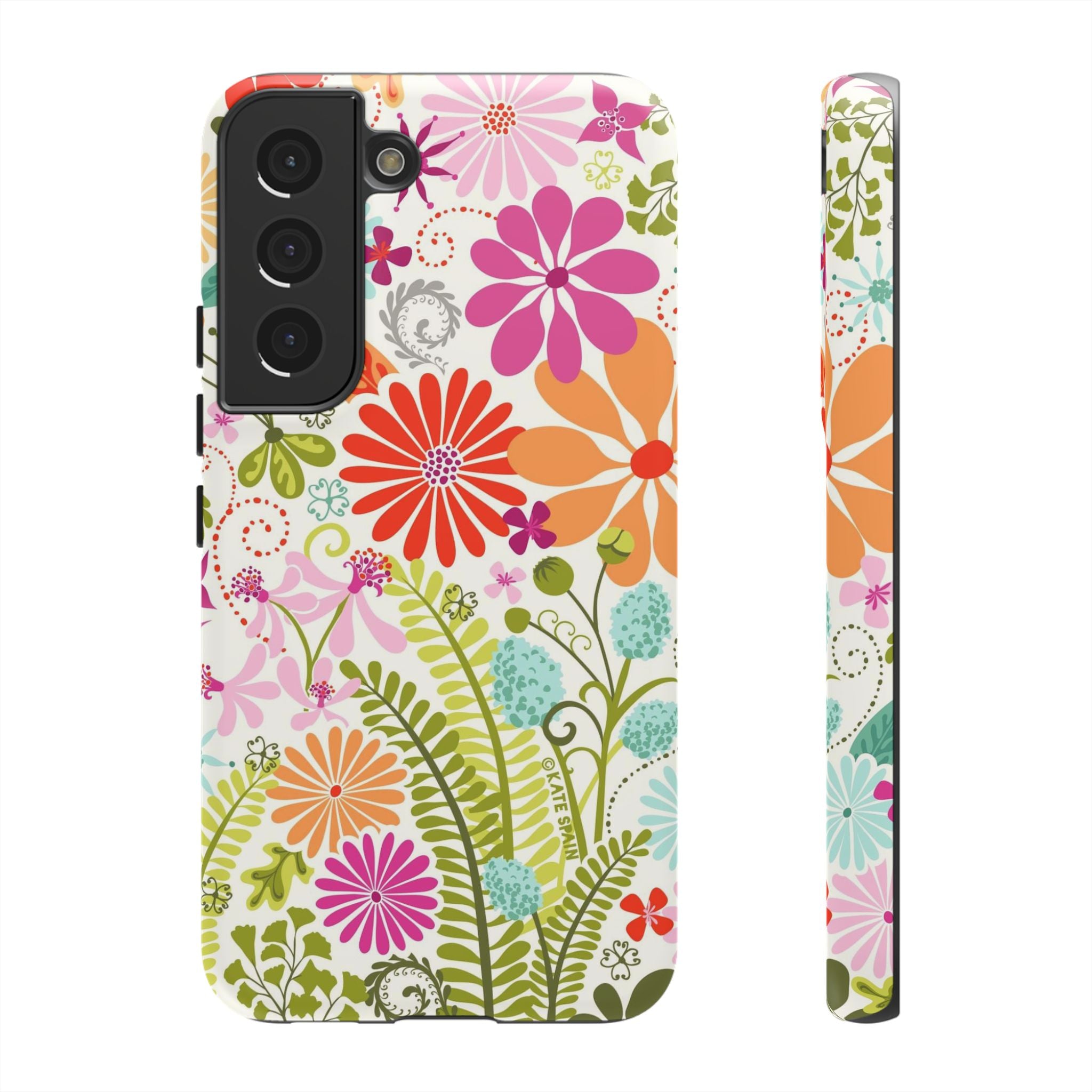 Luxury Terrain Samsung Galaxy S22 Case – Matte | white, magenta, coral botanical woodland floral print