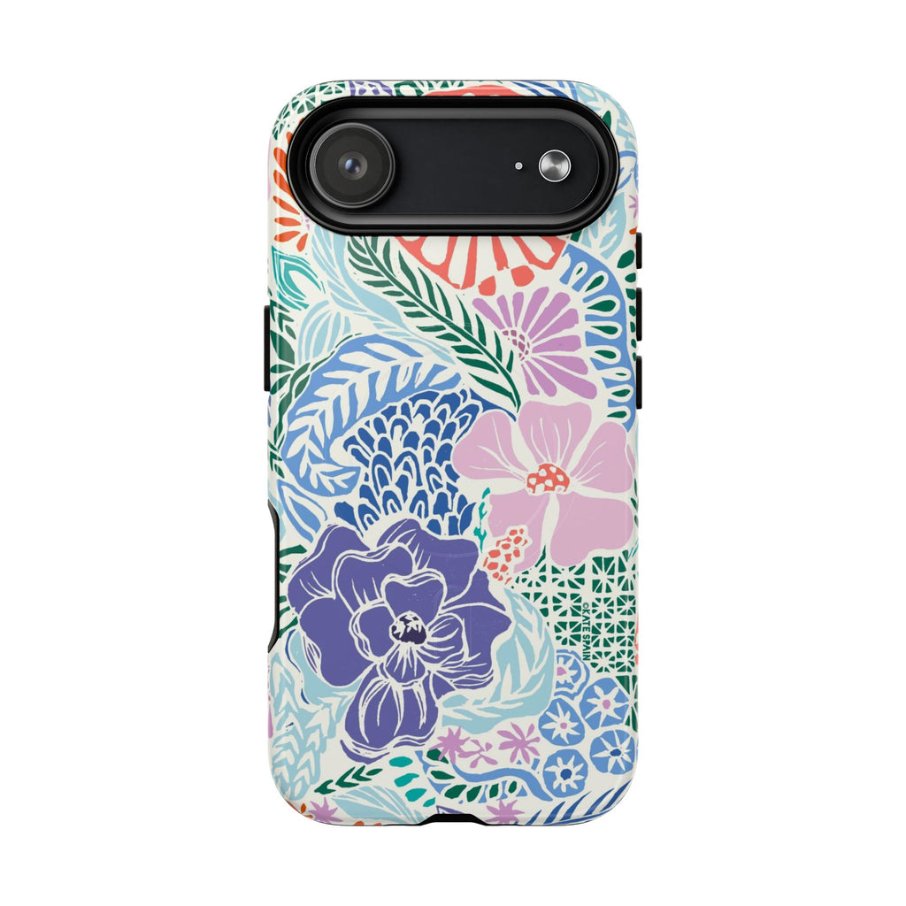 Tropica MagSafe iPhone 17 Air Case – Glossy | purple, coral, pink, blue botanical tropical floral print