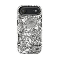 Esprit Tough iPhone 17 Air Case – Matte | white, black botanical line art floral print