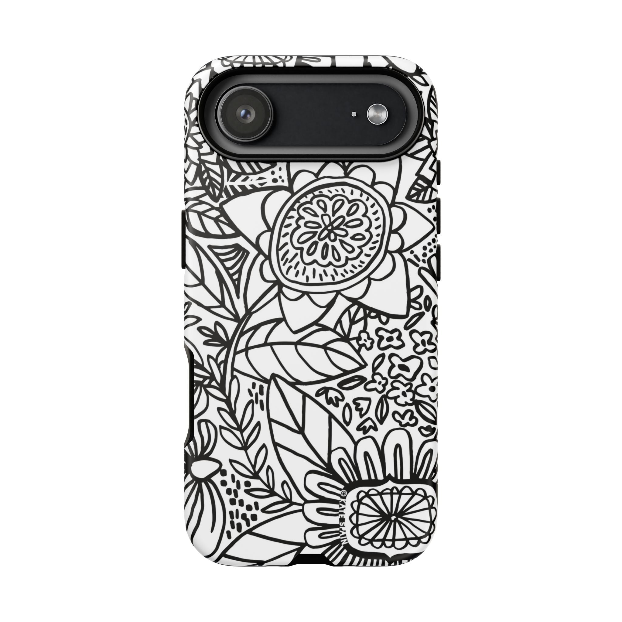 Esprit Tough iPhone 17 Air Case – Matte | white, black botanical line art floral print