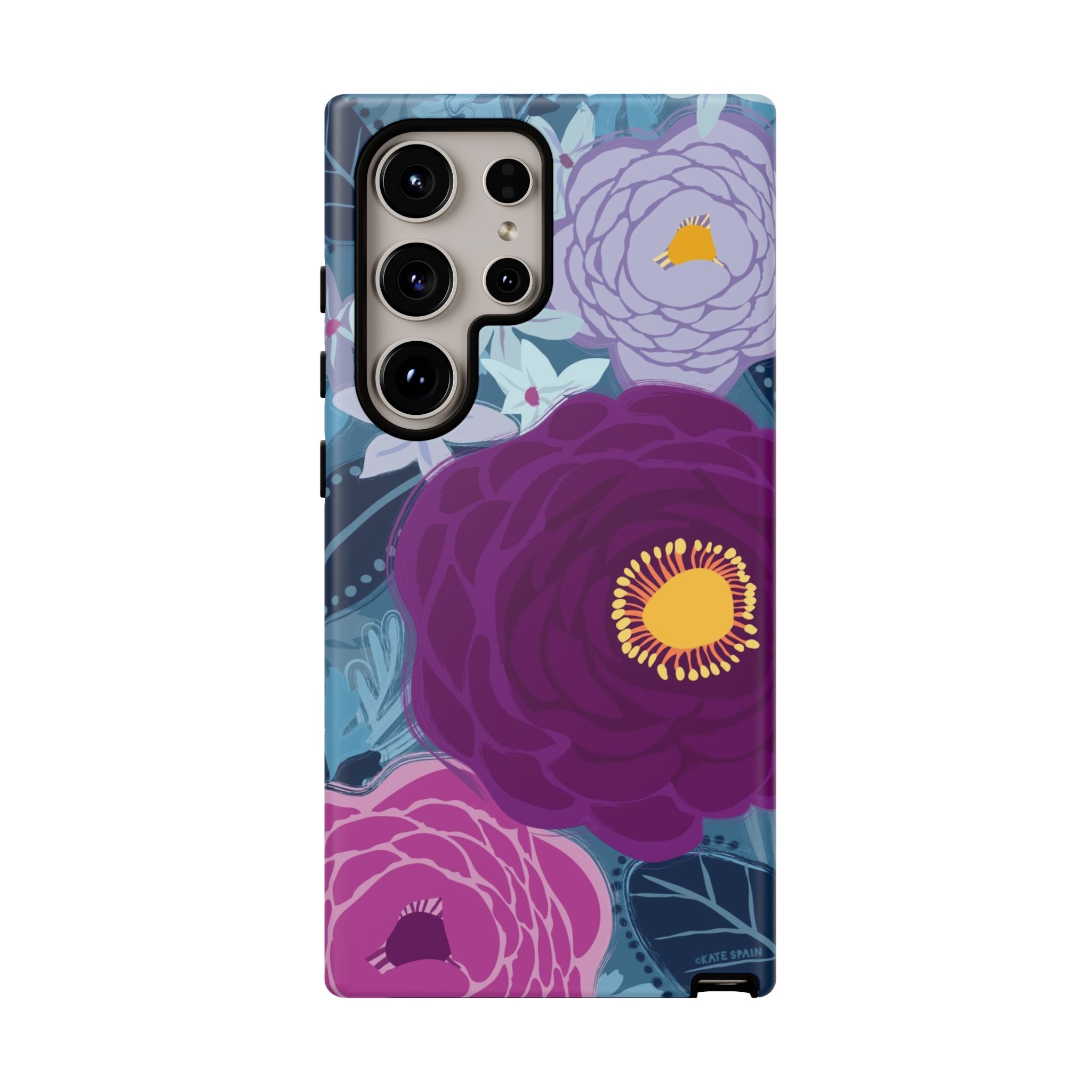 Bloomerie Samsung Tough Case Samsung Galaxy S24 Ultra Case – Matte | navy, purple, magenta botanical peony floral print