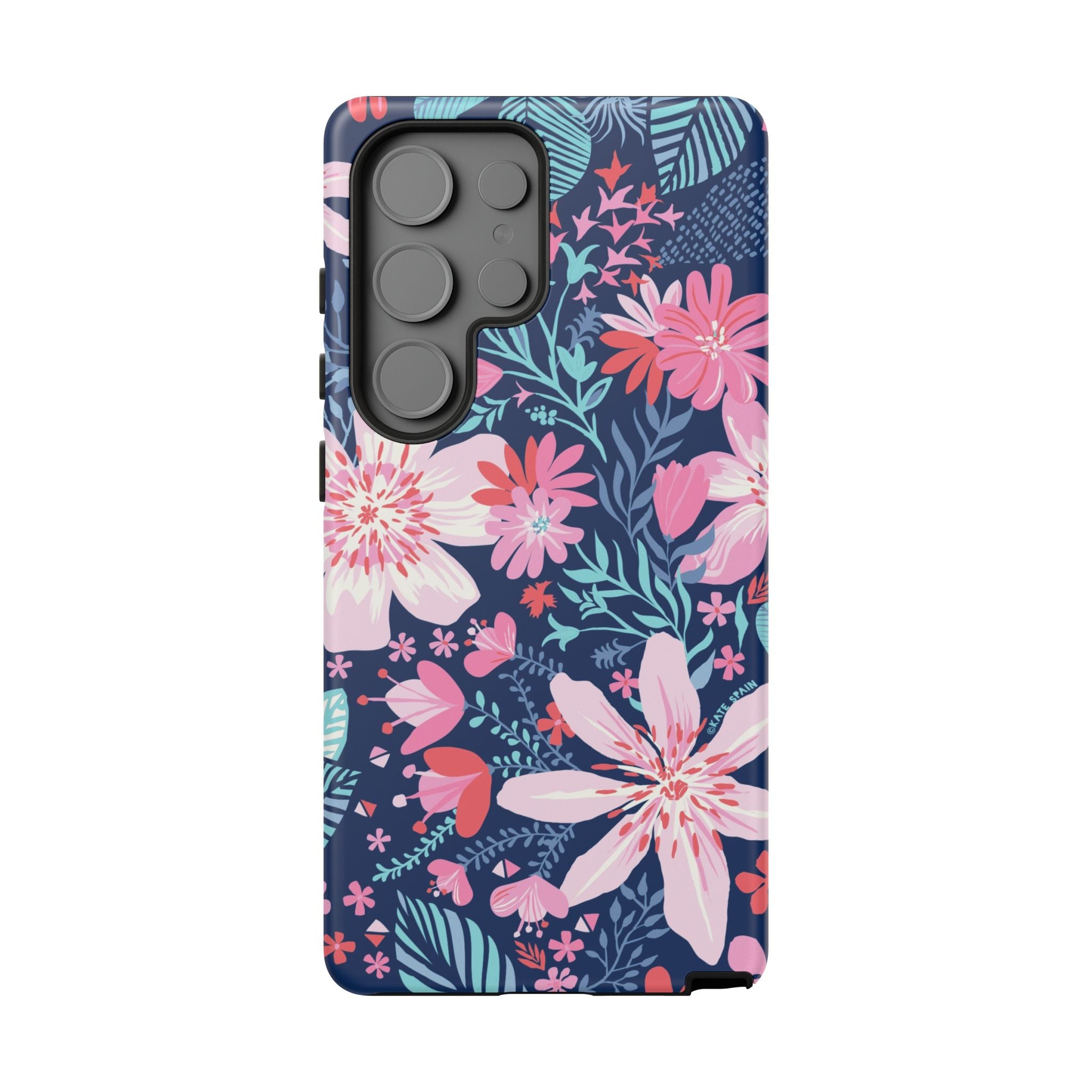Tropical Bonaire Samsung Galaxy S25 Ultra Case – Matte | navy, pink, white tropical floral botanical print
