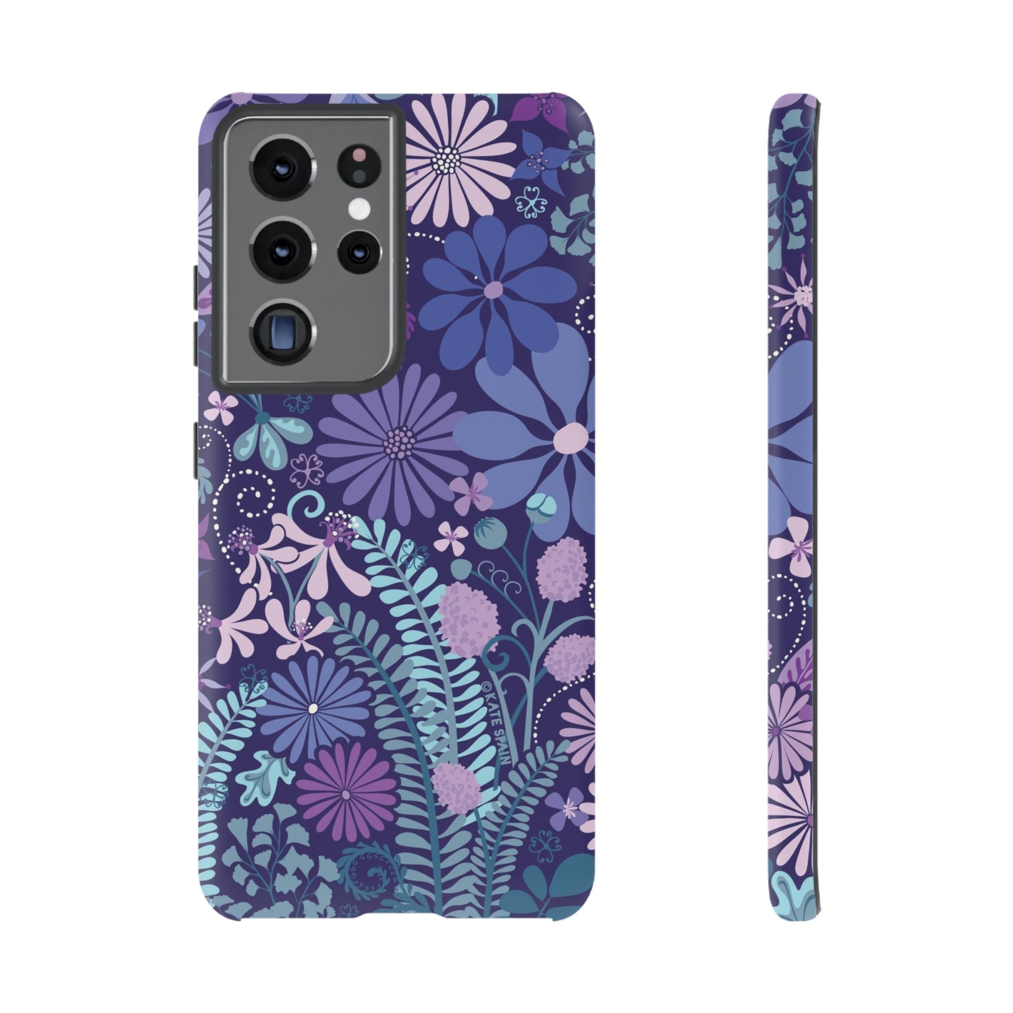 Luxury Terrain Samsung Galaxy S21 Ultra Case – Matte | navy, purple, aqua botanical woodland floral print