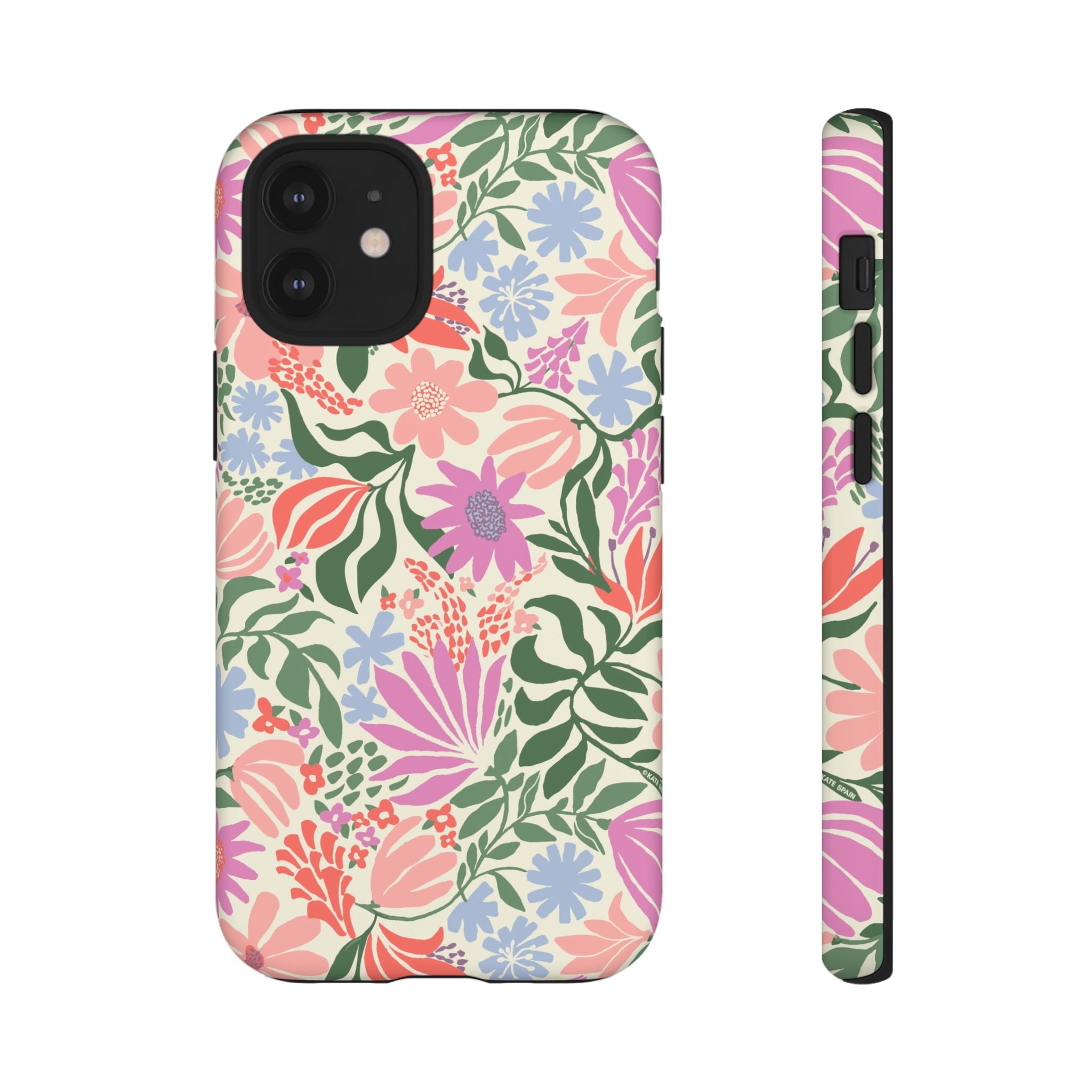 Botanica Pastel Tough iPhone 12 Mini Case – Matte | blush, lavender, sage pastel botanical wildflower print