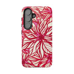 Poinsettia Samsung Galaxy S25 Case – Glossy | cream, red, pink poinsettia botanical print