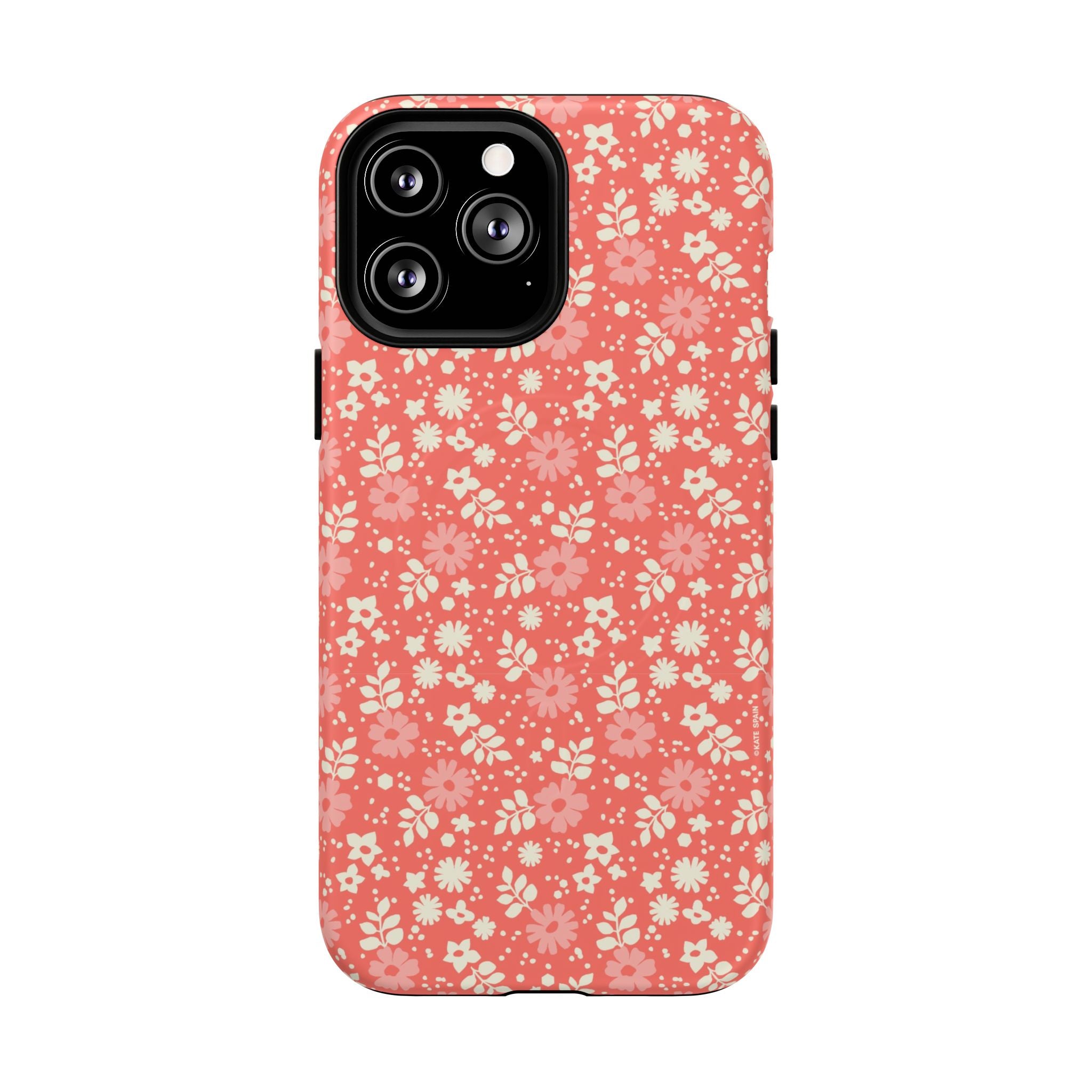 Petaline Coral MagSafe iPhone 13 Pro Max Case – Matte | coral, pink, cream ditsy floral print