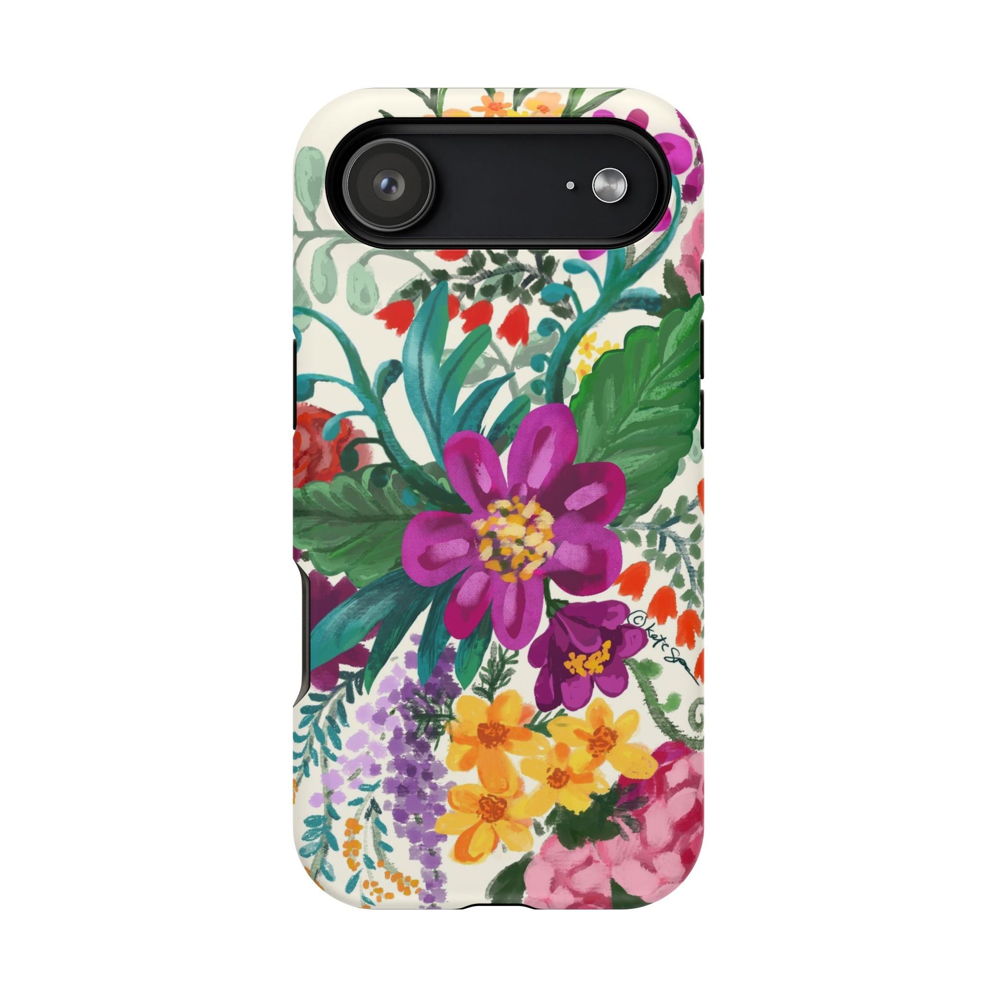 Posy MagSafe iPhone 17 Air Case – Matte | white, magenta, yellow, purple vibrant botanical floral print
