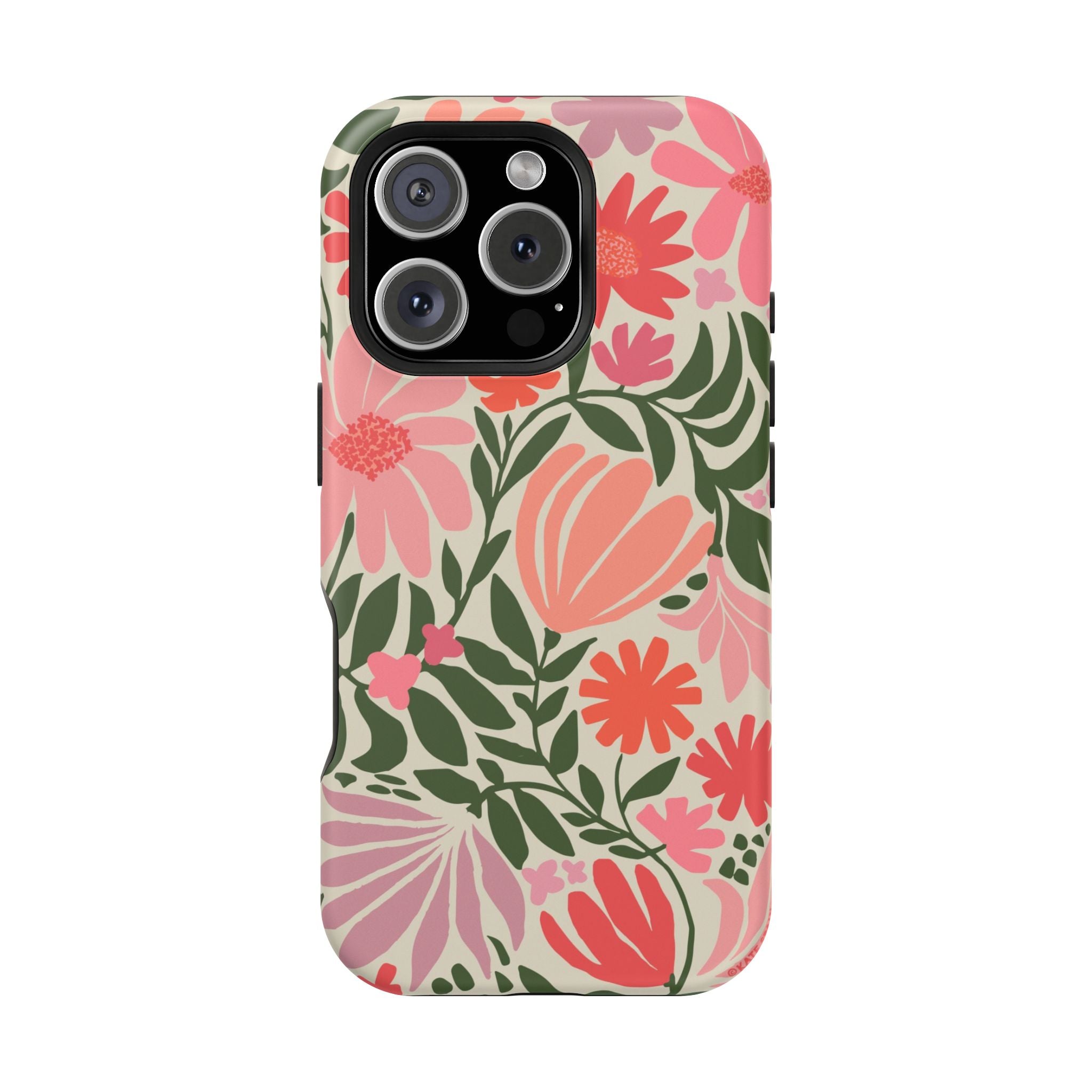 Botanica MagSafe iPhone 16 Pro Case – Matte | coral, pink, sage green botanical wildflower print