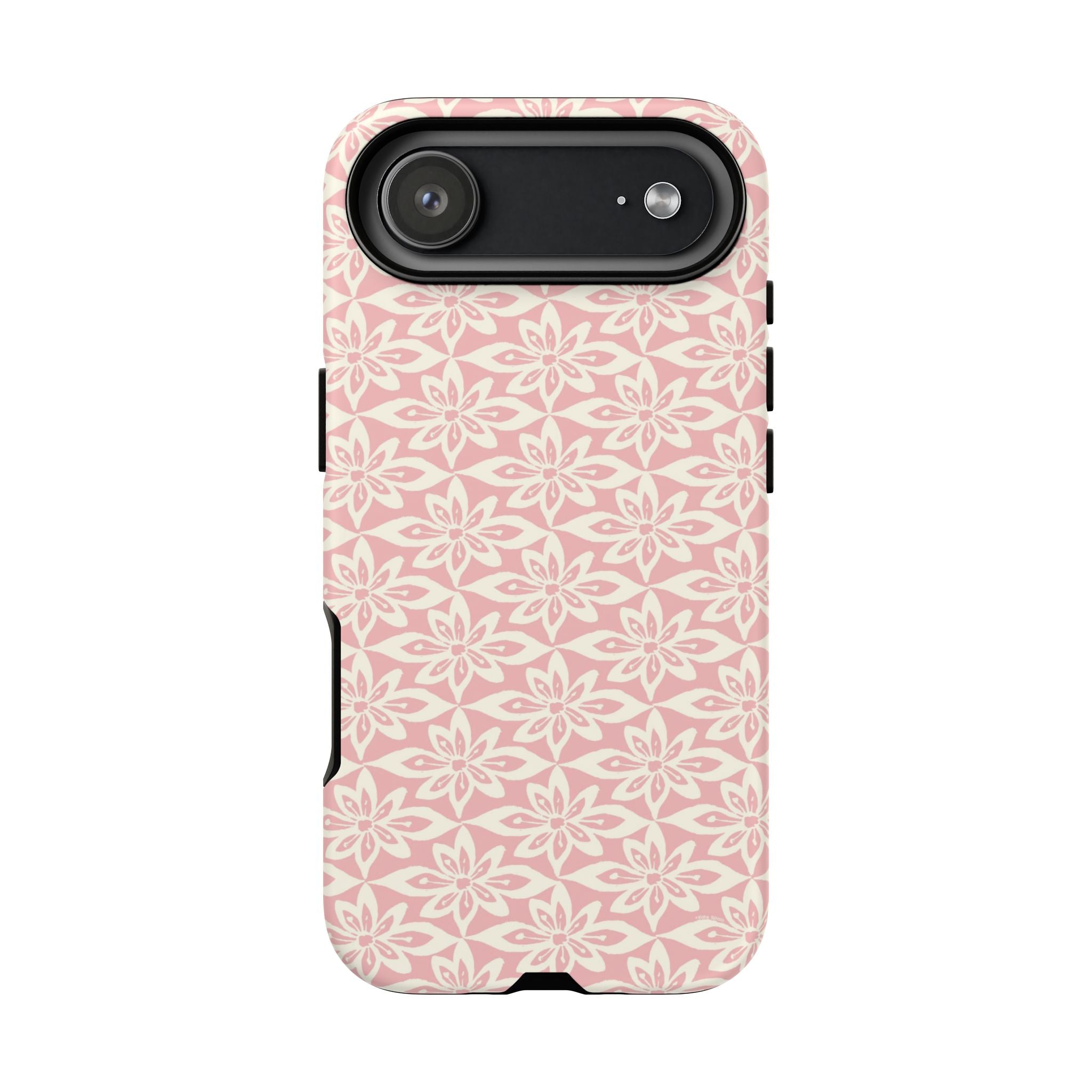 Lily Pastel Pink iPhone 17 Pro Max Matte case — geometric blush lily print on soft pink by Kate Spain