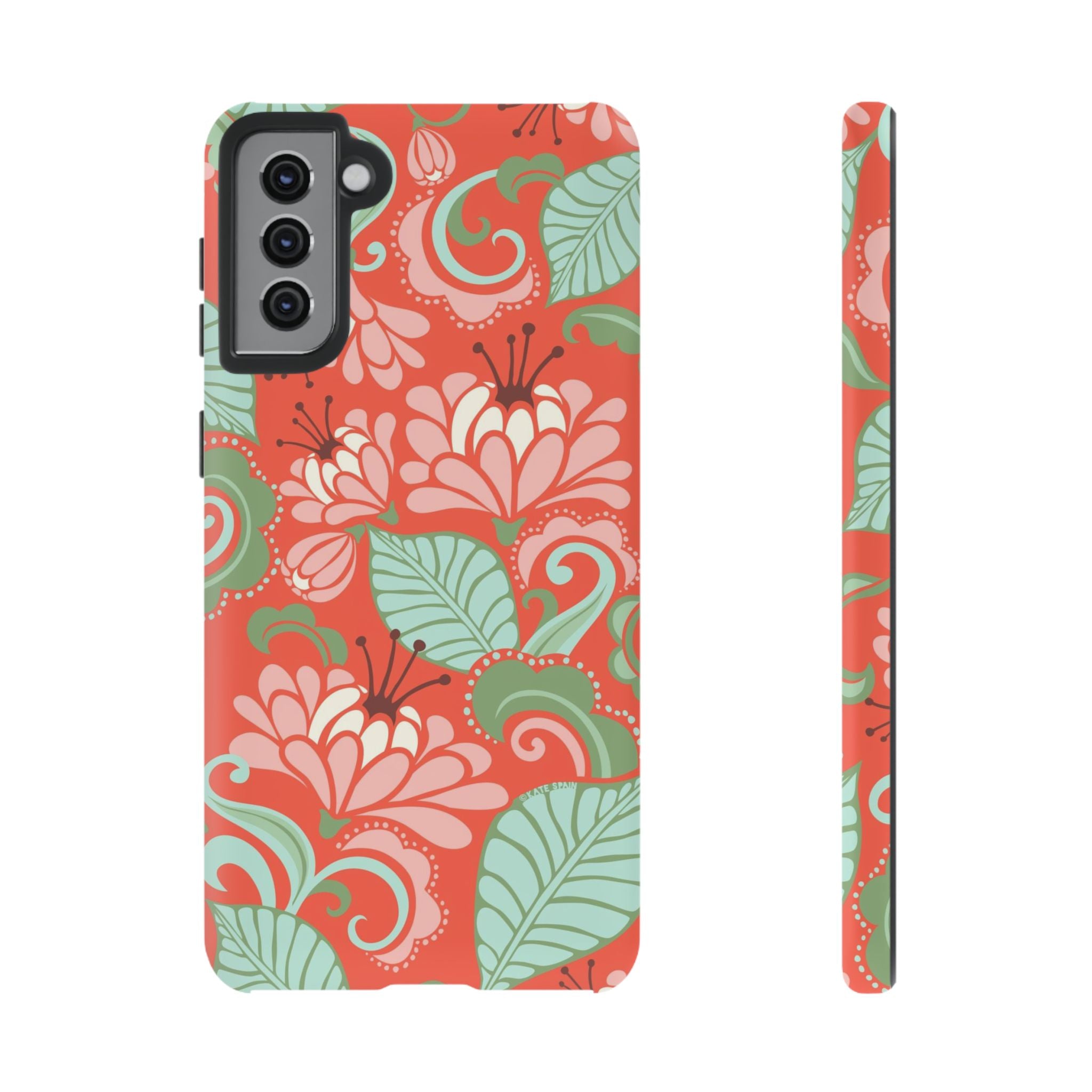 Designer Sarabande Samsung Galaxy S21 Plus Case – Matte | coral, blush, mint tropical floral print