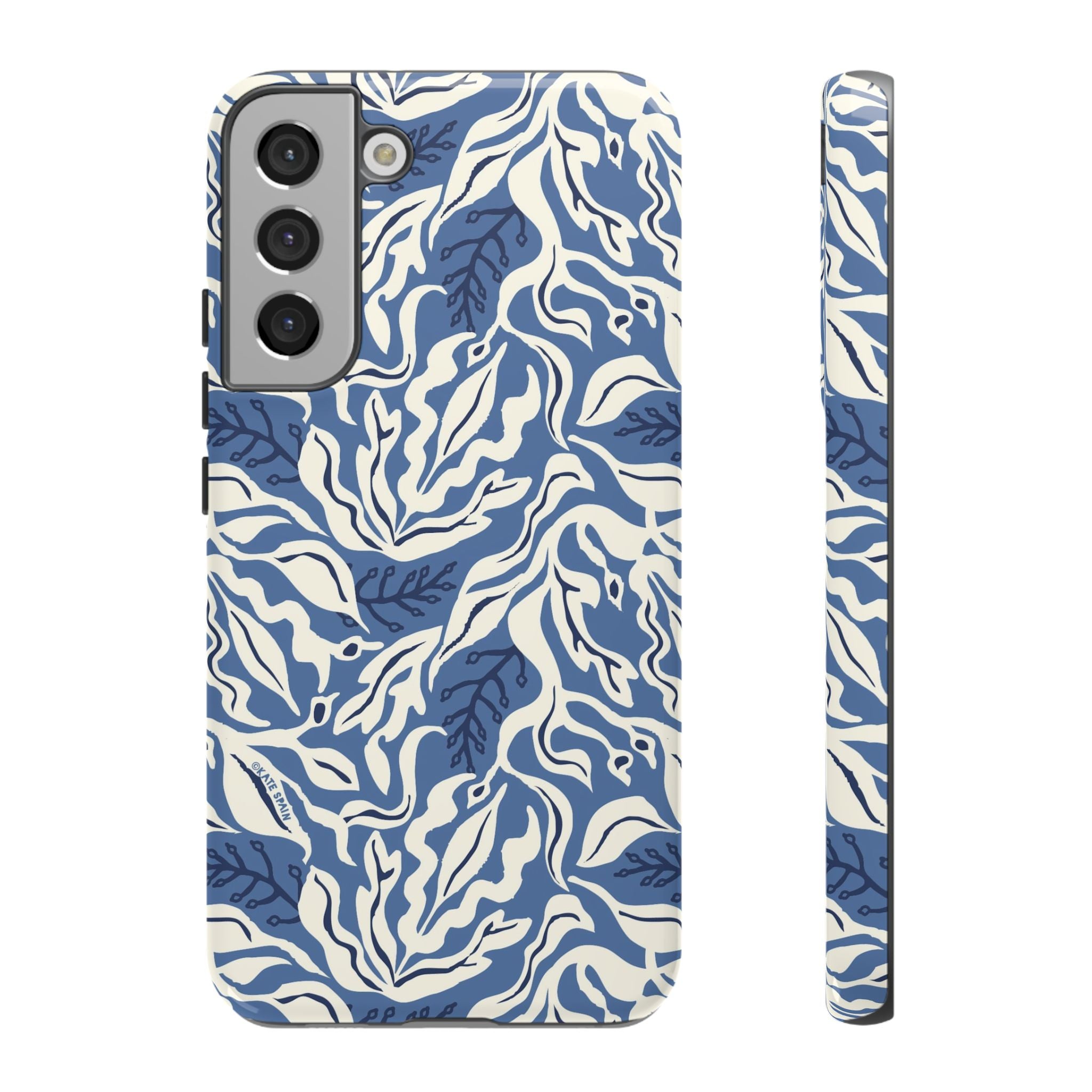 Luxury Ocean Tides Samsung Galaxy S22 Plus Case – Glossy | blue and white tidal bed ocean print