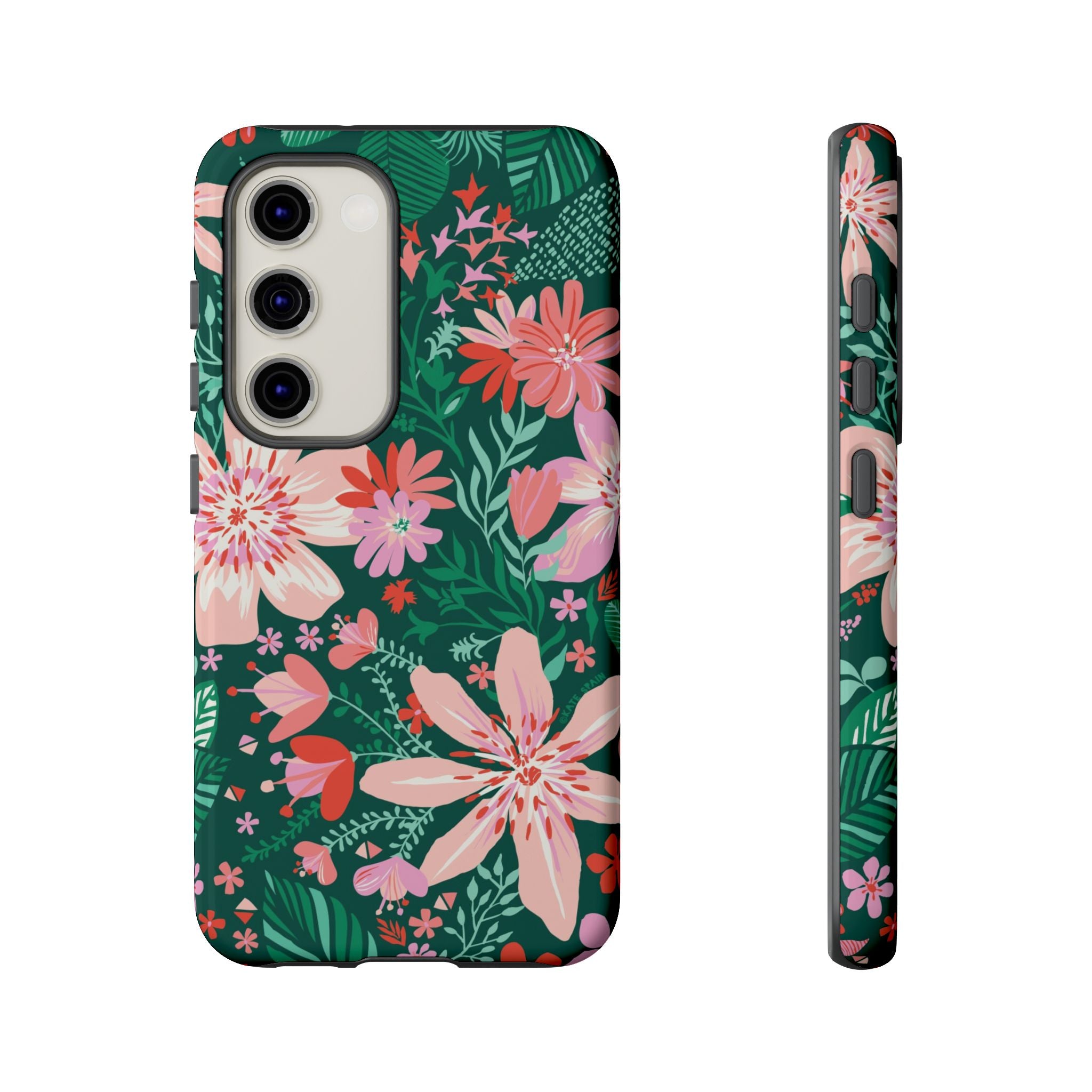 Tropical Bonaire Samsung Galaxy S23 Case – Glossy | jade, pink, white tropical floral botanical print
