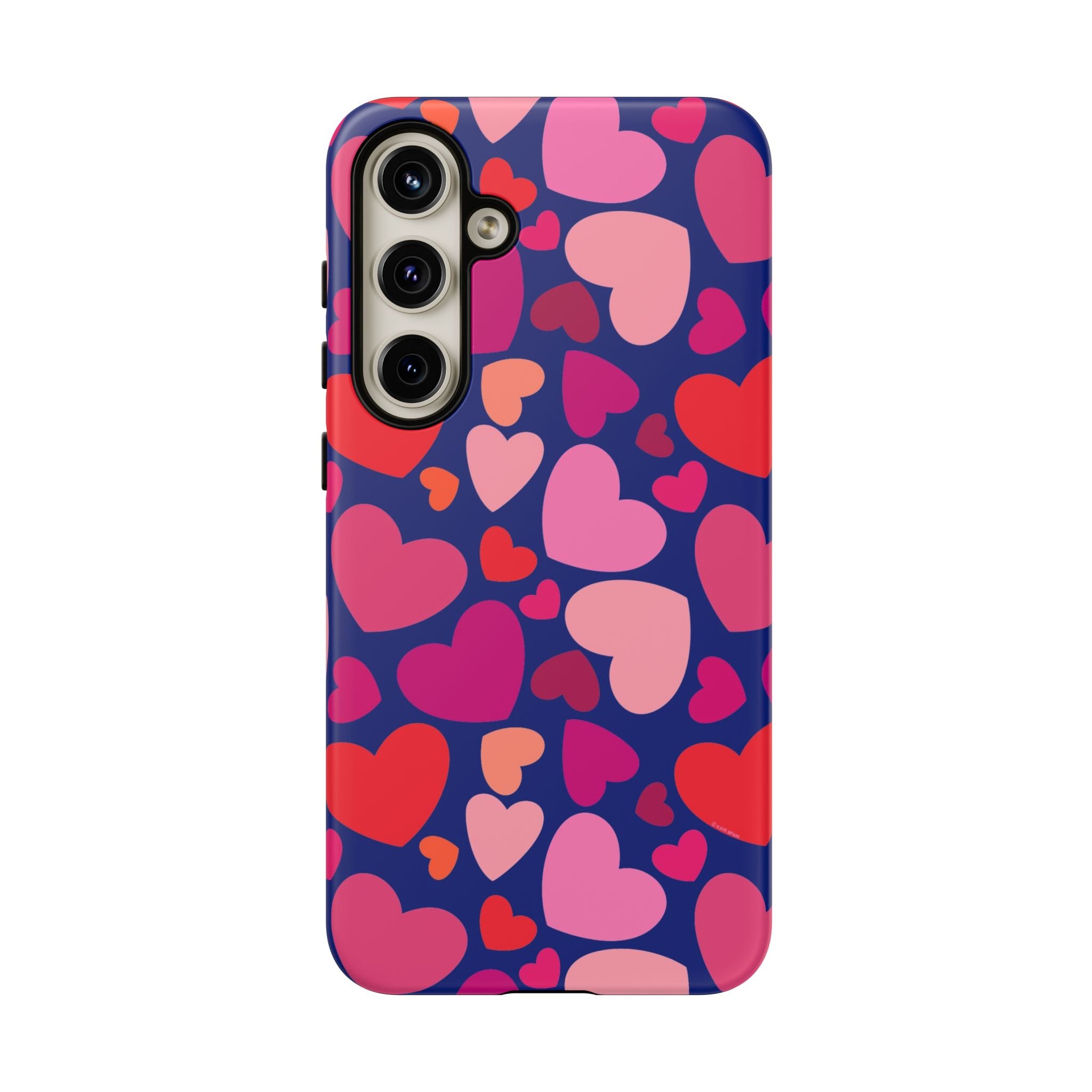 Hearts Samsung Galaxy S24 Plus Case – Matte | navy, pink, blush, red heart print