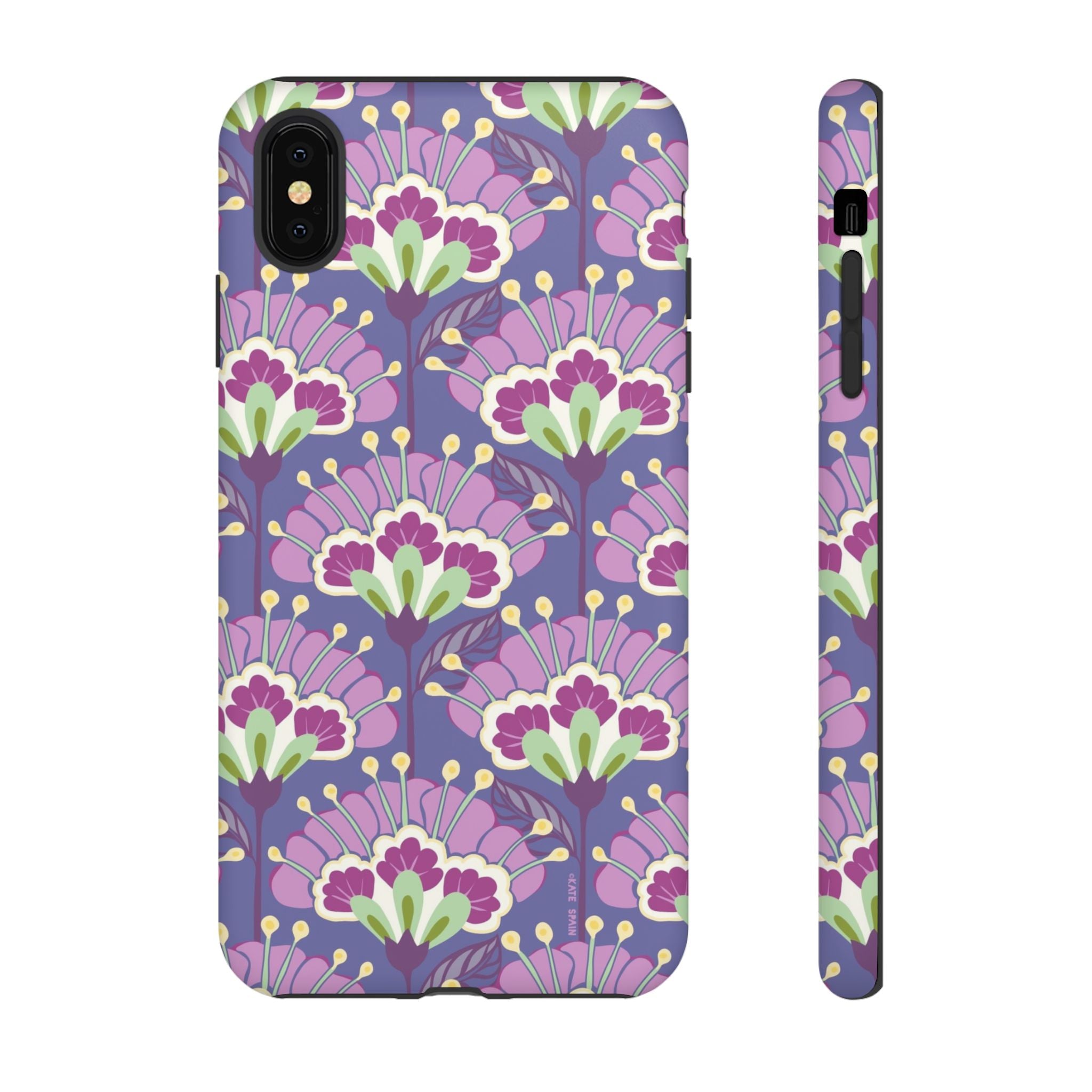 Lantern Flower Tough iPhone XS Max Case – Matte | periwinkle, purple, mauve, sage botanical lantern floral print