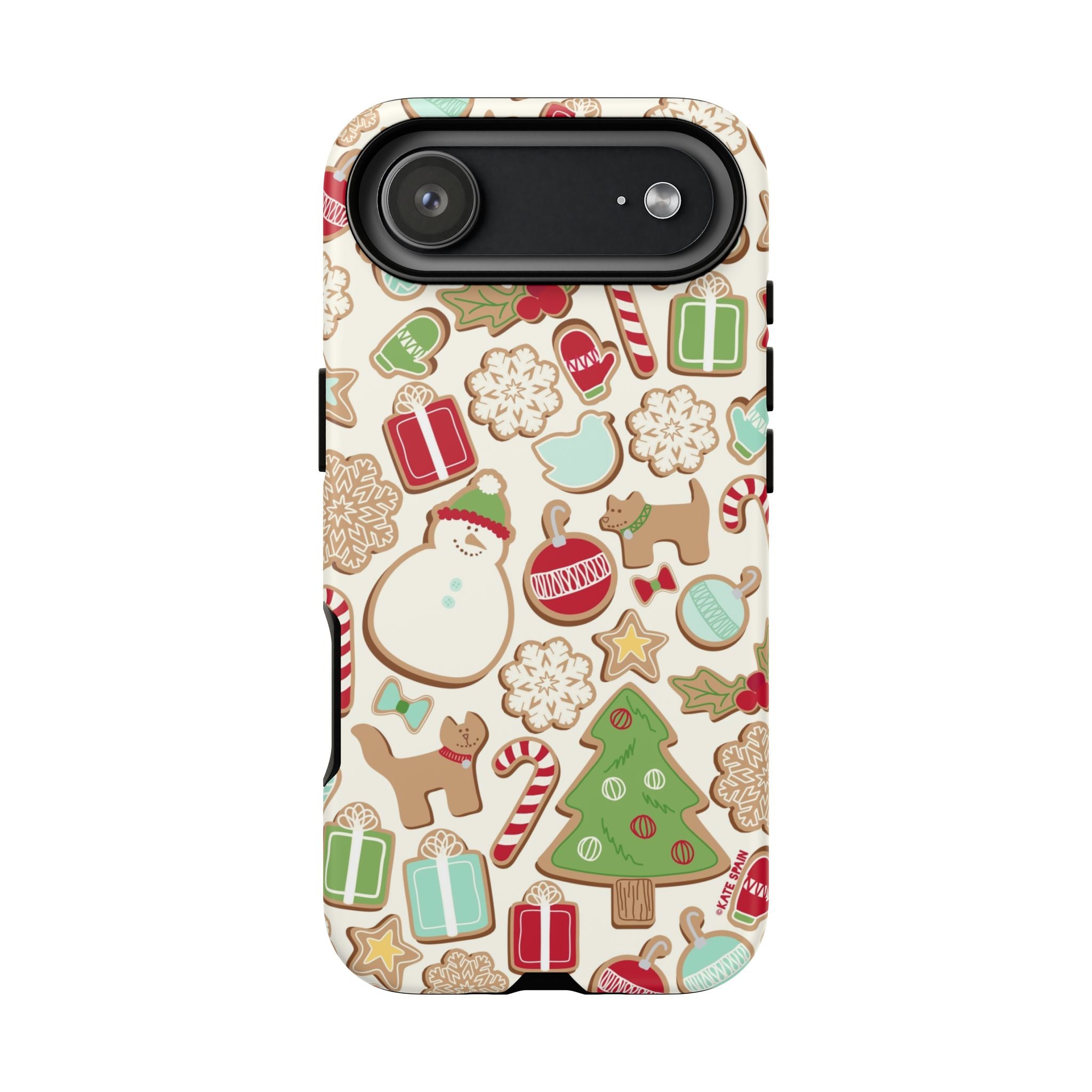 Gingerbread Cookies Tough iPhone 17 Air Case – Matte | cream, red, green gingerbread holiday cookie print