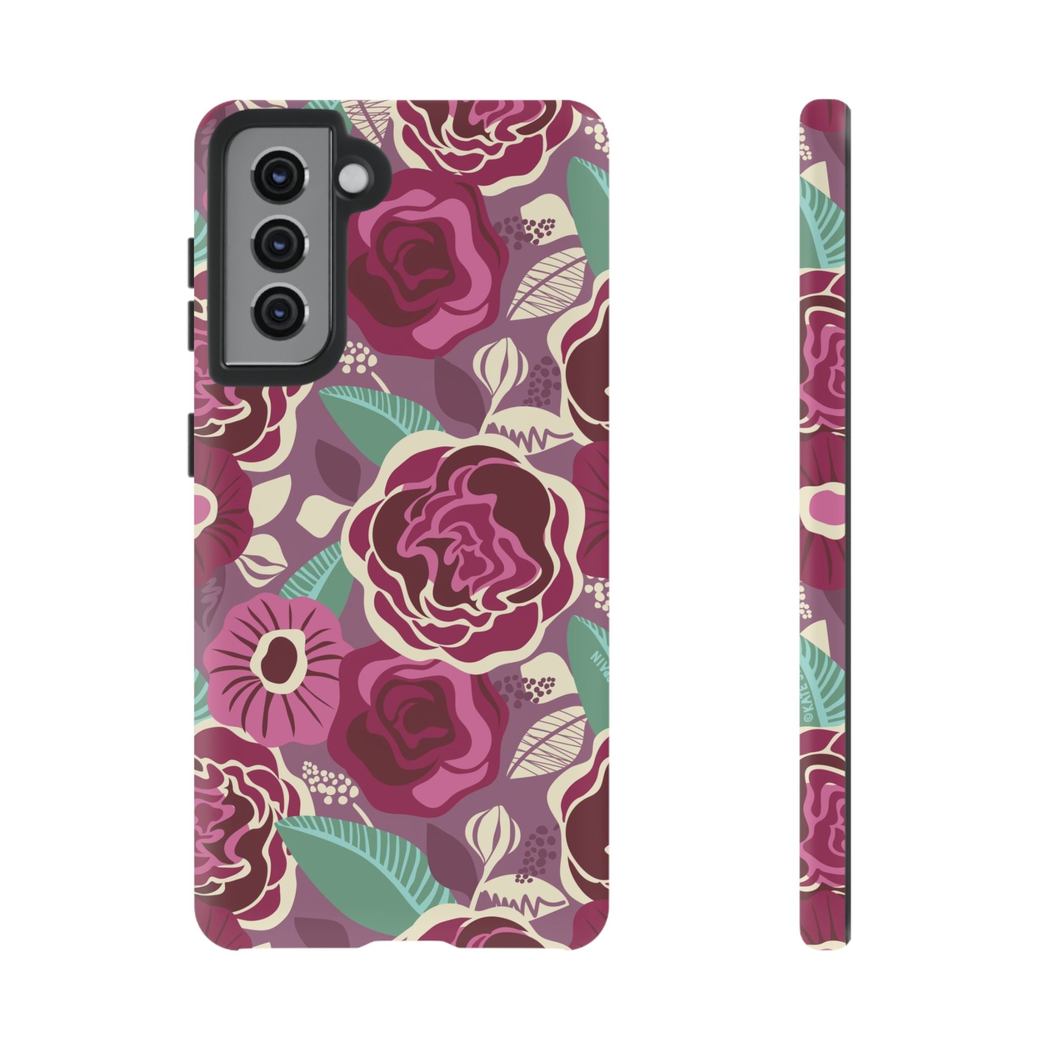 Luxury Tea Rose Burgundy Samsung Galaxy S21 Case – Matte | burgundy, magenta, plum botanical rose floral print